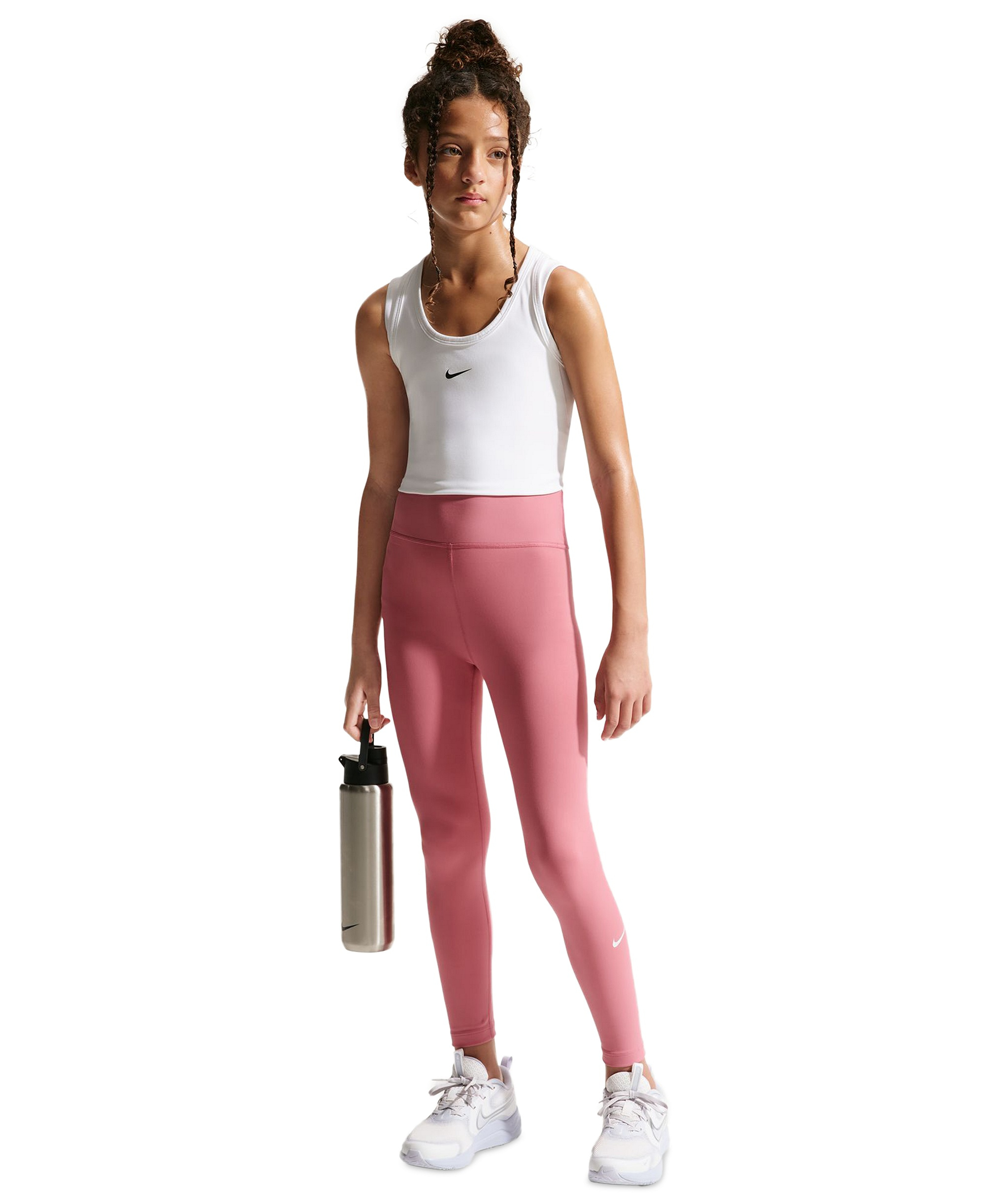 Nike Girls' 7-16 One Dri-FIT High-Waisted Leggings - Peony/white