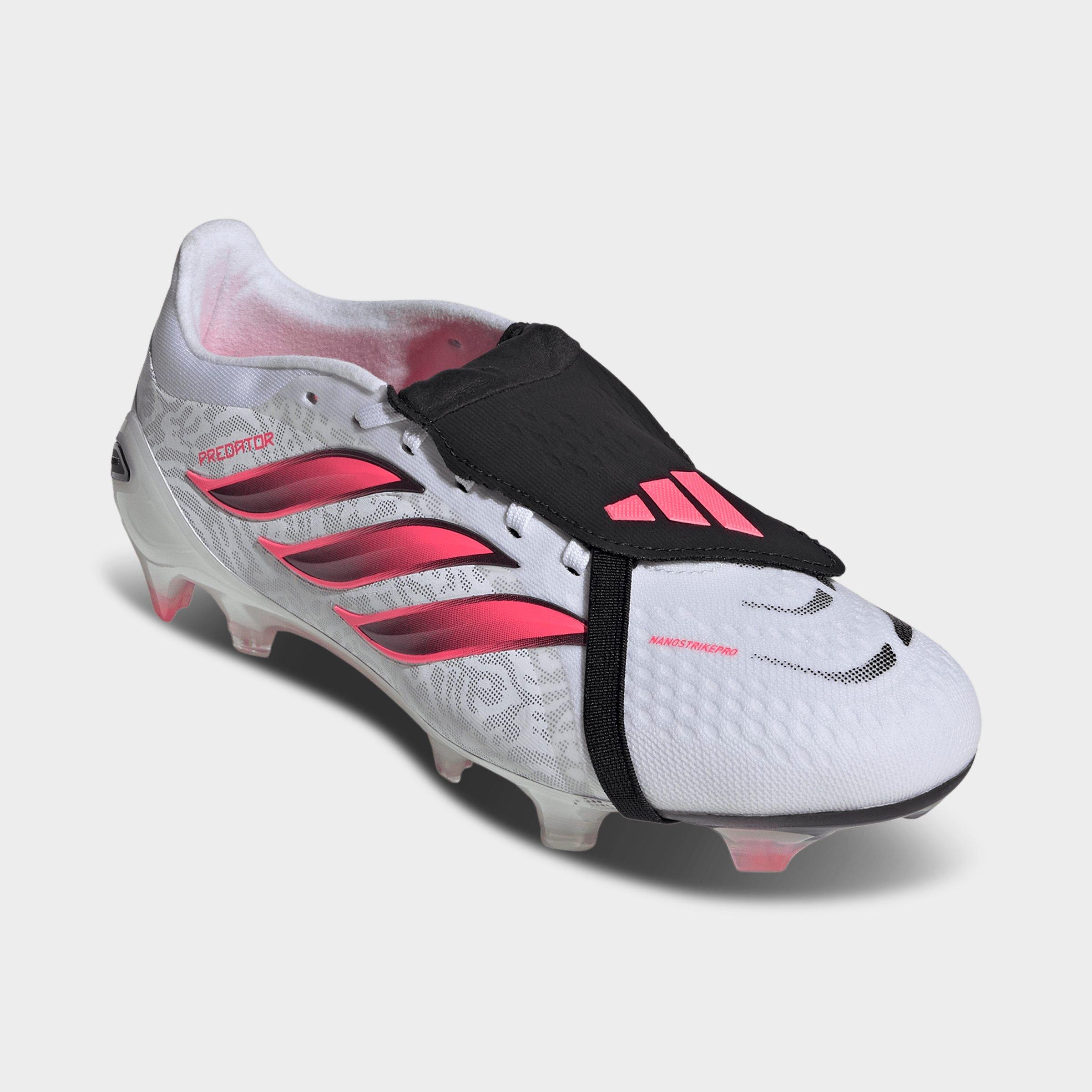 Men's adidas Predator Pro Fold-Over Tongue Firm Ground Soccer Cleats - Cloud White/Solar Turbo/Core Black - Both shoes facing left