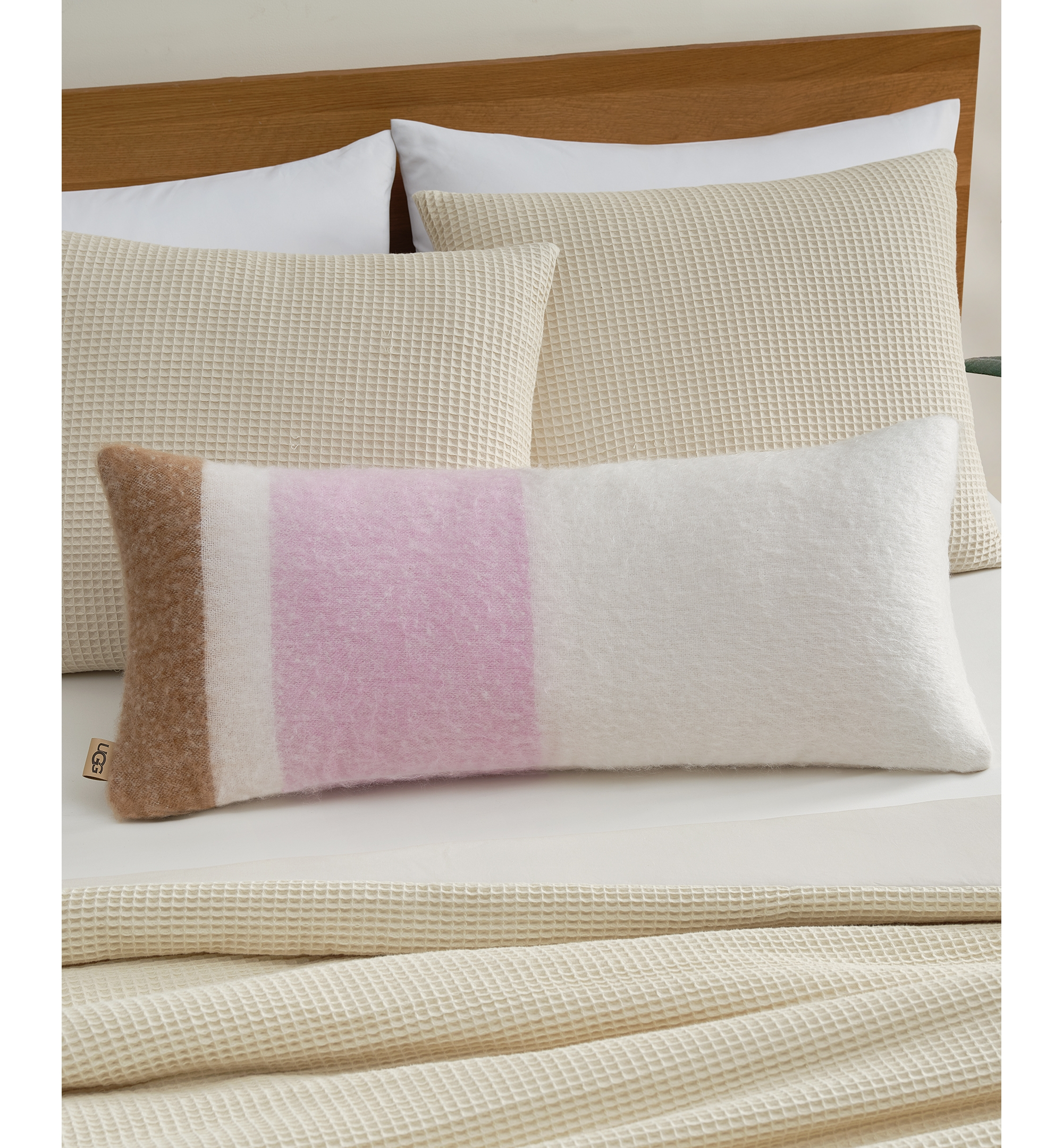 UGG® Simona Faux Mohair Bolster Decorative Pillow, 14" x 36" - Rosetta Stripe
