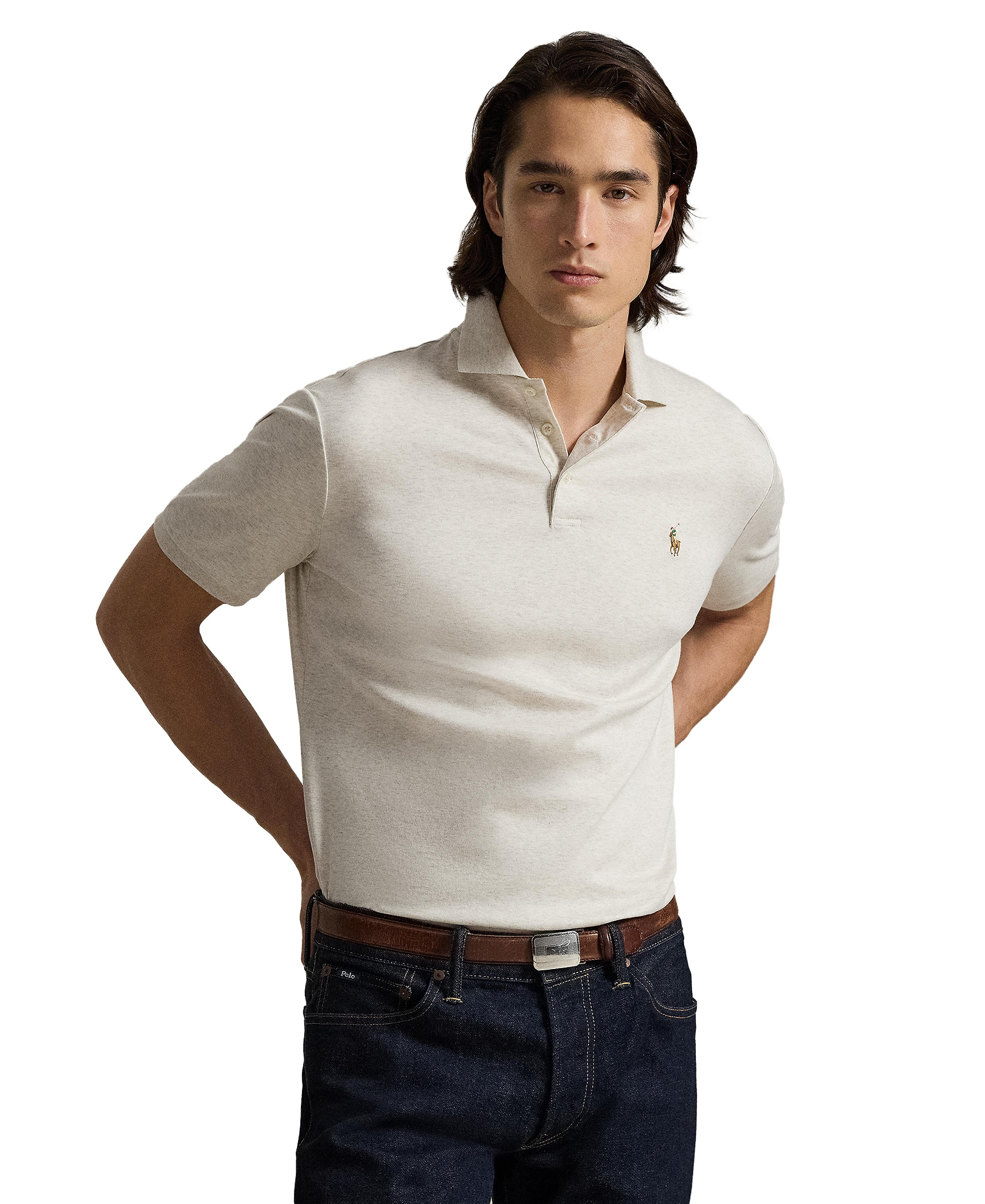 Polo Ralph Lauren Men's Classic-Fit Soft Cotton Polo Shirt - American Heather Cream