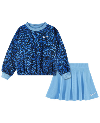 Nike Girls' 4-6X Allover Printed Top and Skirt, 2-Piece Set - Football Blue