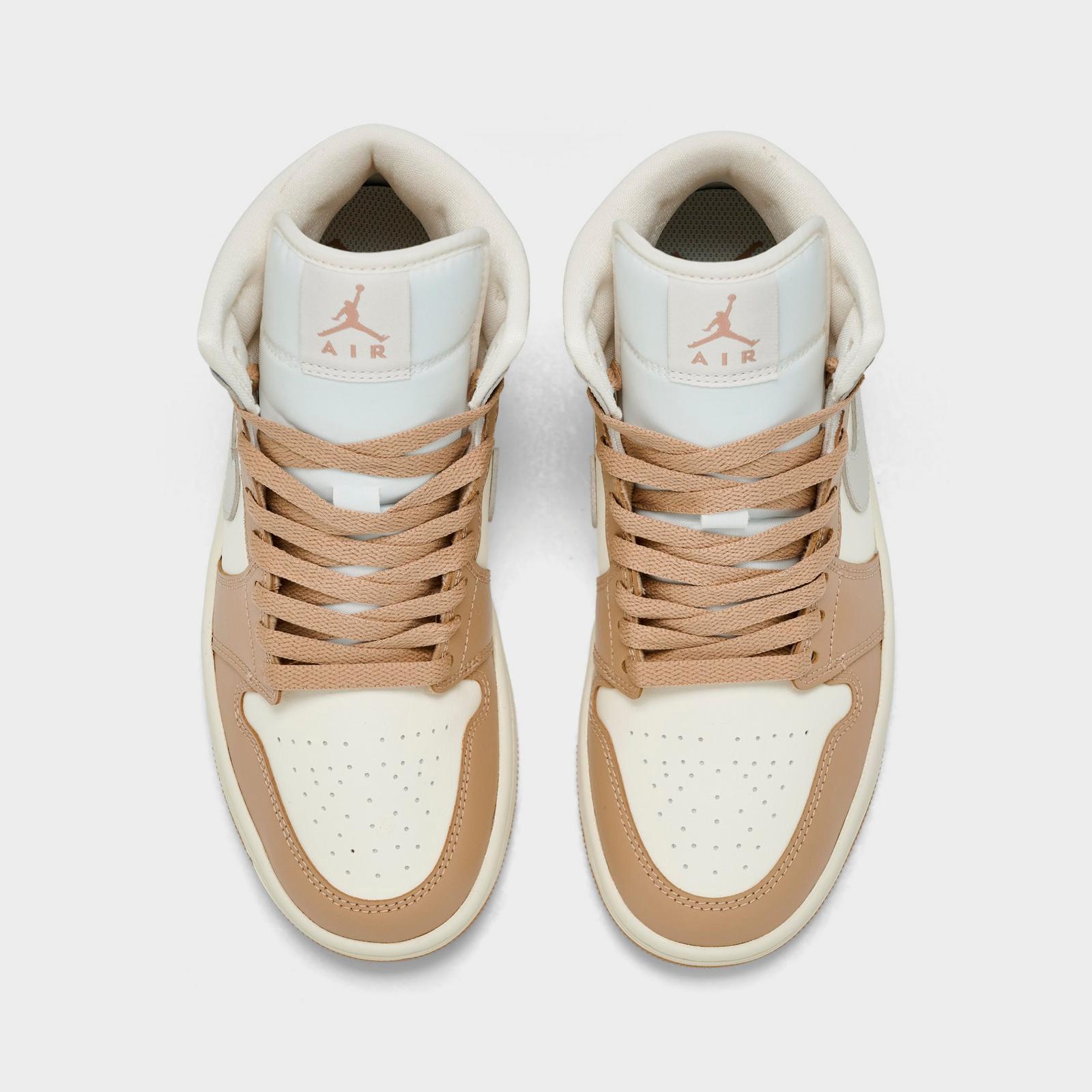 Women's Air Jordan Retro 1 Mid Casual Shoes - Pale Ivory/Hemp/Sail/Light Orewood Brown - view 5