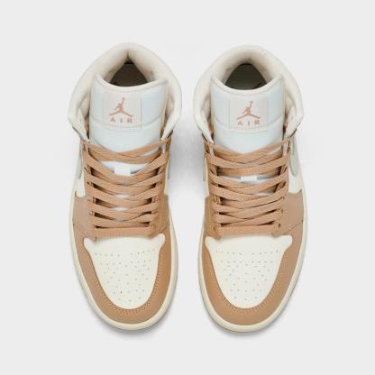 Women's Air Jordan Retro 1 Mid Casual Shoes - Pale Ivory/Hemp/Sail/Light Orewood Brown - view 5