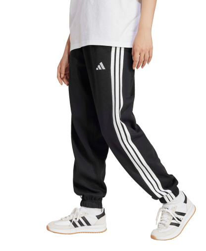 adidas Women's Essentials 3-Stripes Pull-On Fleece Loose Pants - Black/White