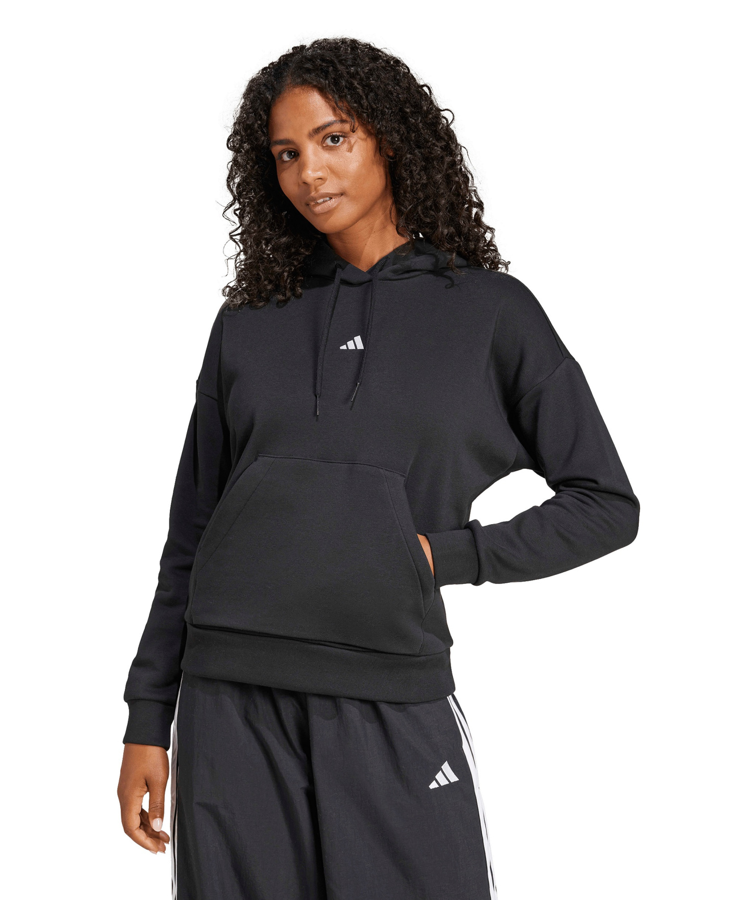 adidas Women's Essentials Long-Sleeve Logo Hoodie - Black/White