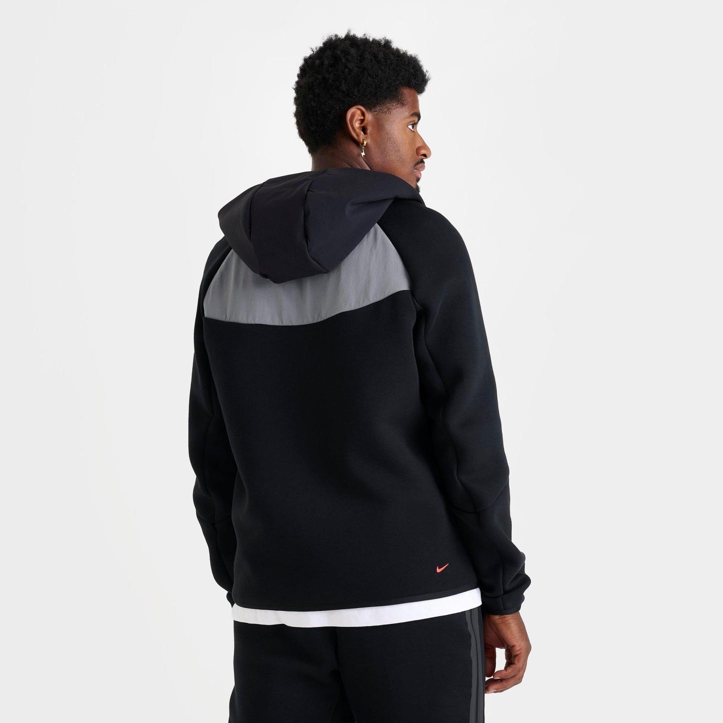 Men's Nithtke Tech Fleece Windrunner Full-Zip Jacket - Black/Smoke Grey/Bright Crimson