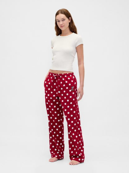 Adult Softest Flannel PJ Pants - Red with white polka dots