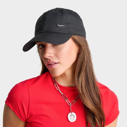 Nike Dri-FIT Club Unstructured Metal Swoosh Strapback Hat - Black/Silver