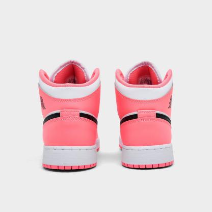 Big Kids' Air Jordan Retro 1 Mid Casual Shoes - Pink Gaze/Black/White - view 4