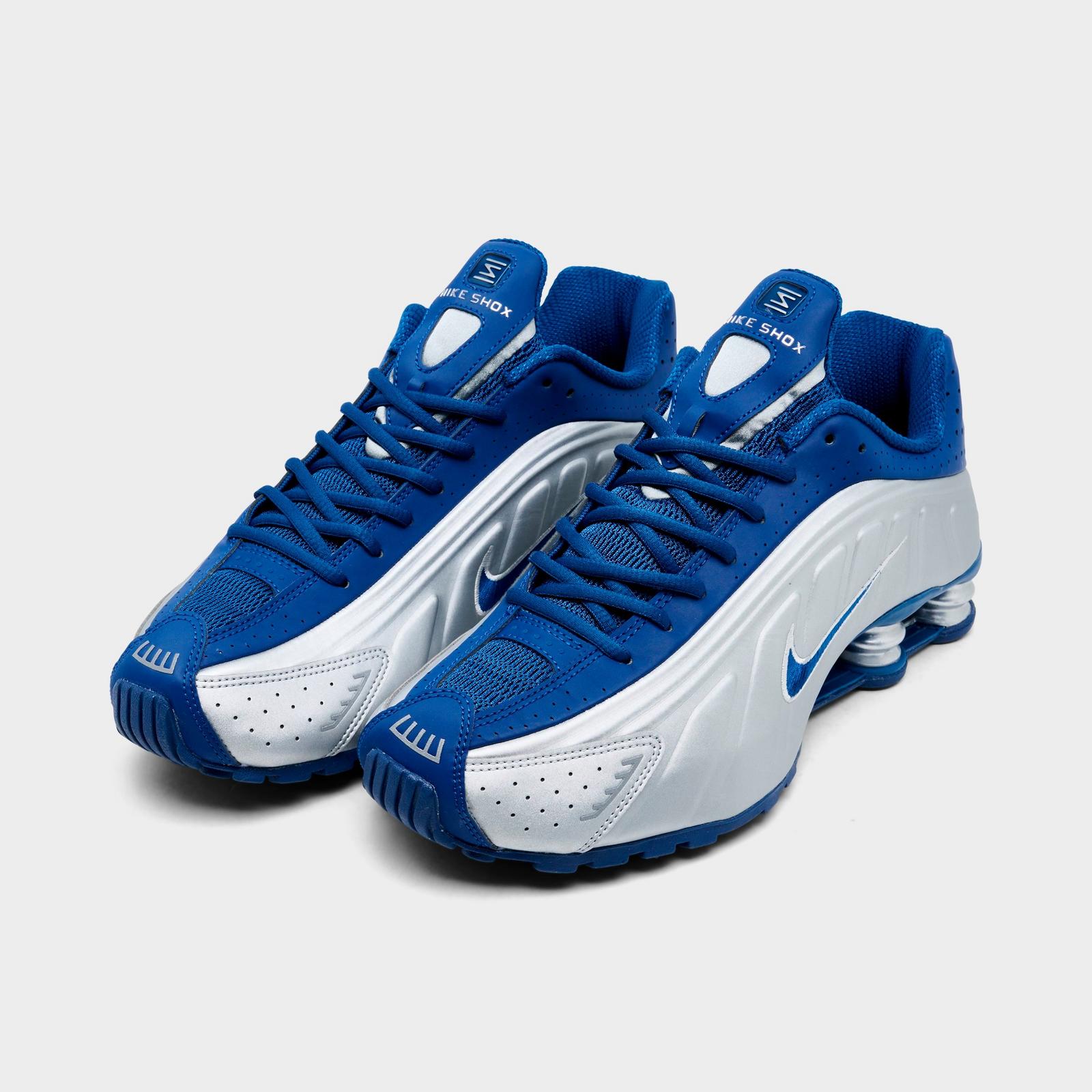 Men's Nike Shox R4 Casual Shoes - Court Blue/White/Metallic Silver