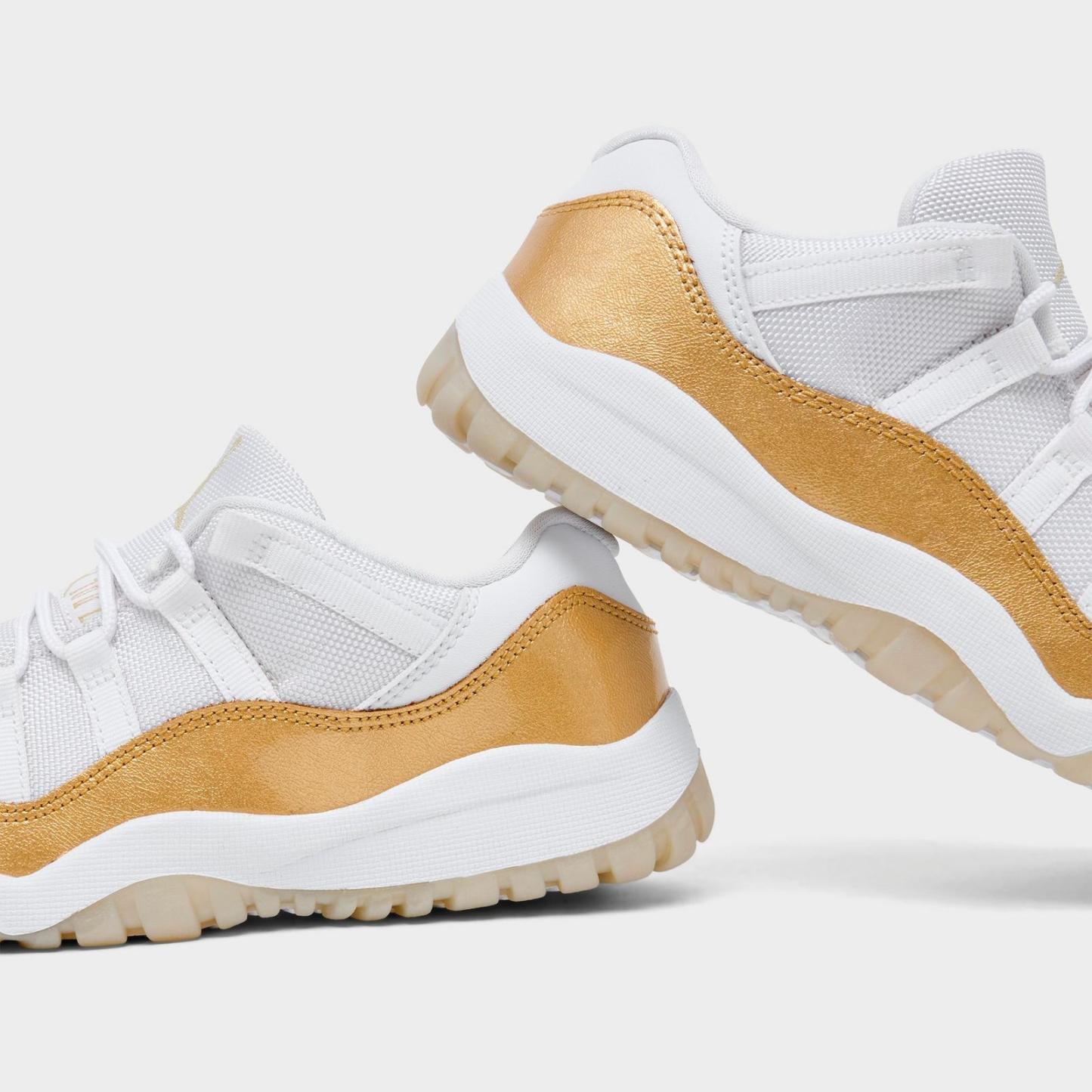 Little Kids' Air Jordan Retro 11 Low Basketball Shoes - White/Metallic Gold/Team Gold - view 3