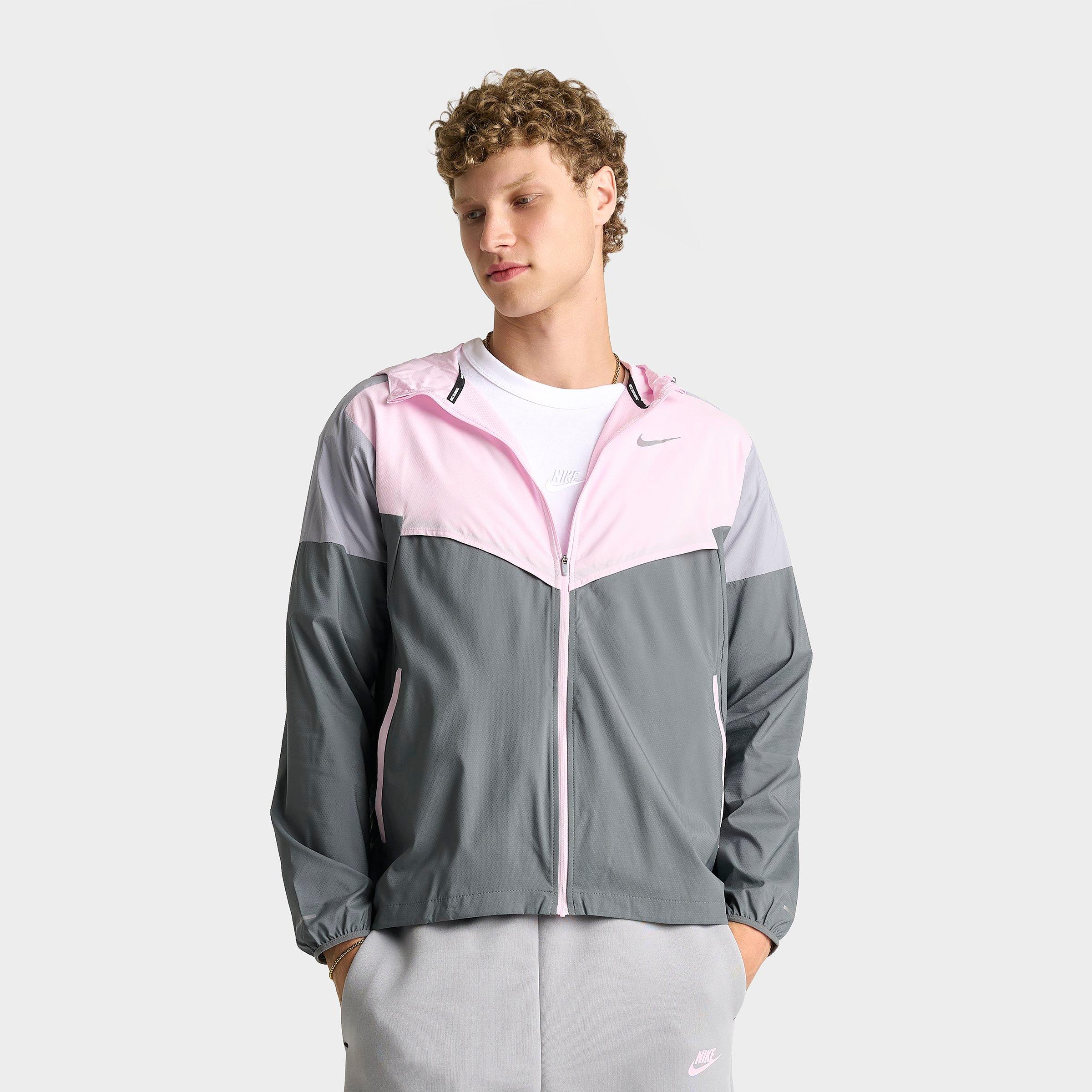 Men's Nithtke Impossibly Light Windrunner Running Jacket - Smoke Grey/Pink Foam/Wolf Grey