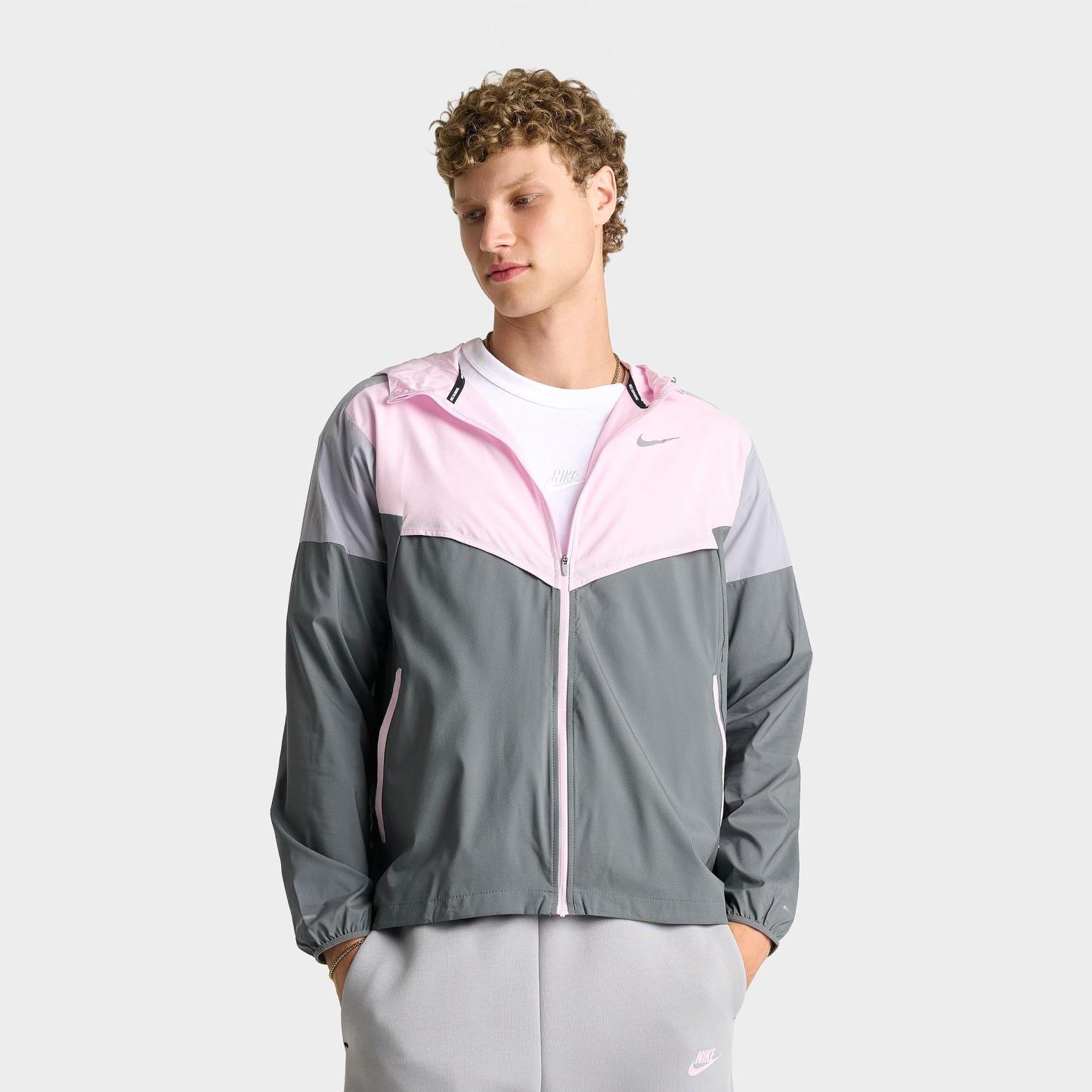 Men's Nithtke Impossibly Light Windrunner Running Jacket - Smoke Grey/Pink Foam/Wolf Grey