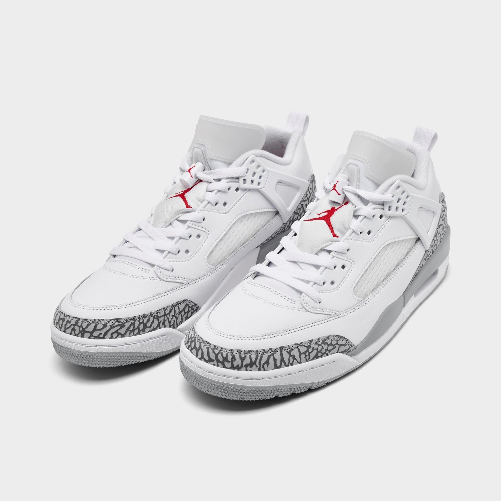 Men's Jordan Spizike Low Casual Shoes - White/Varsity Red/Cool Grey/Wolf Grey - Left shoe facing left. Outside of the shoe. - view 2
