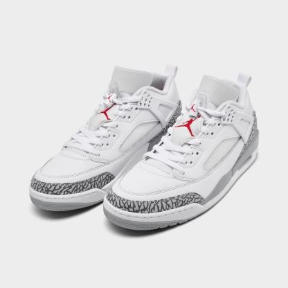Men's Jordan Spizike Low Casual Shoes - White/Varsity Red/Cool Grey/Wolf Grey - Left shoe facing left. Outside of the shoe. - view 2