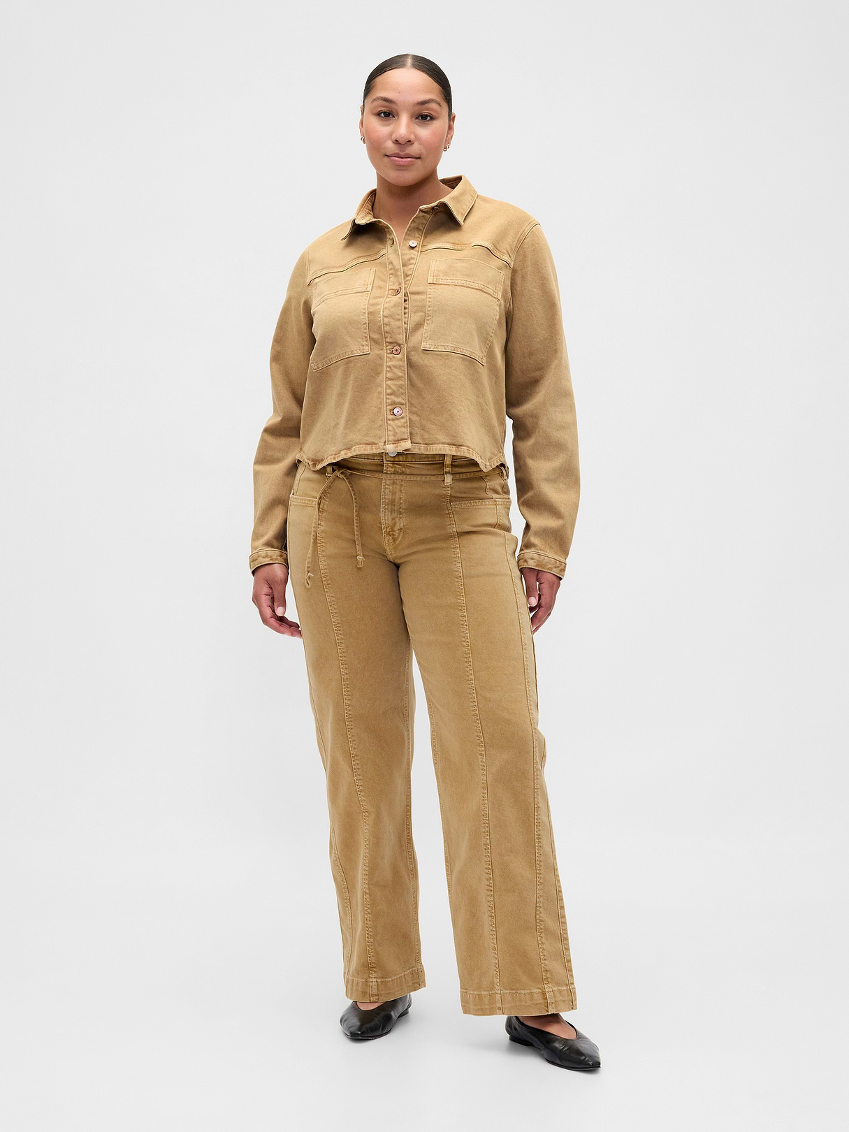 Low Rise Drawcord '90s Loose Jeans - Mojave tan