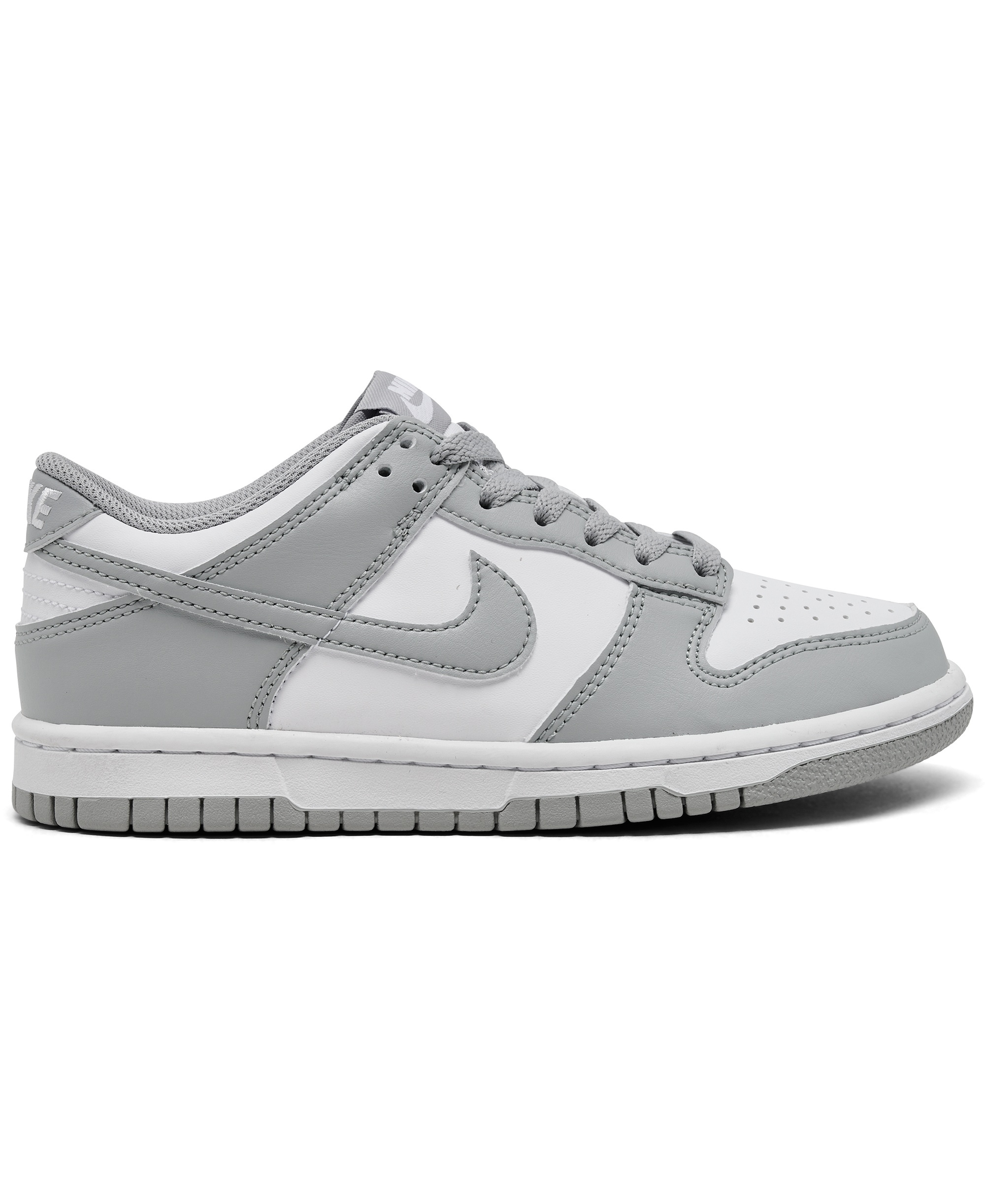 Nike Big Kids' Dunk Low Lifestyle Sneakers from Finish Line - White, Light Smoke Grey
