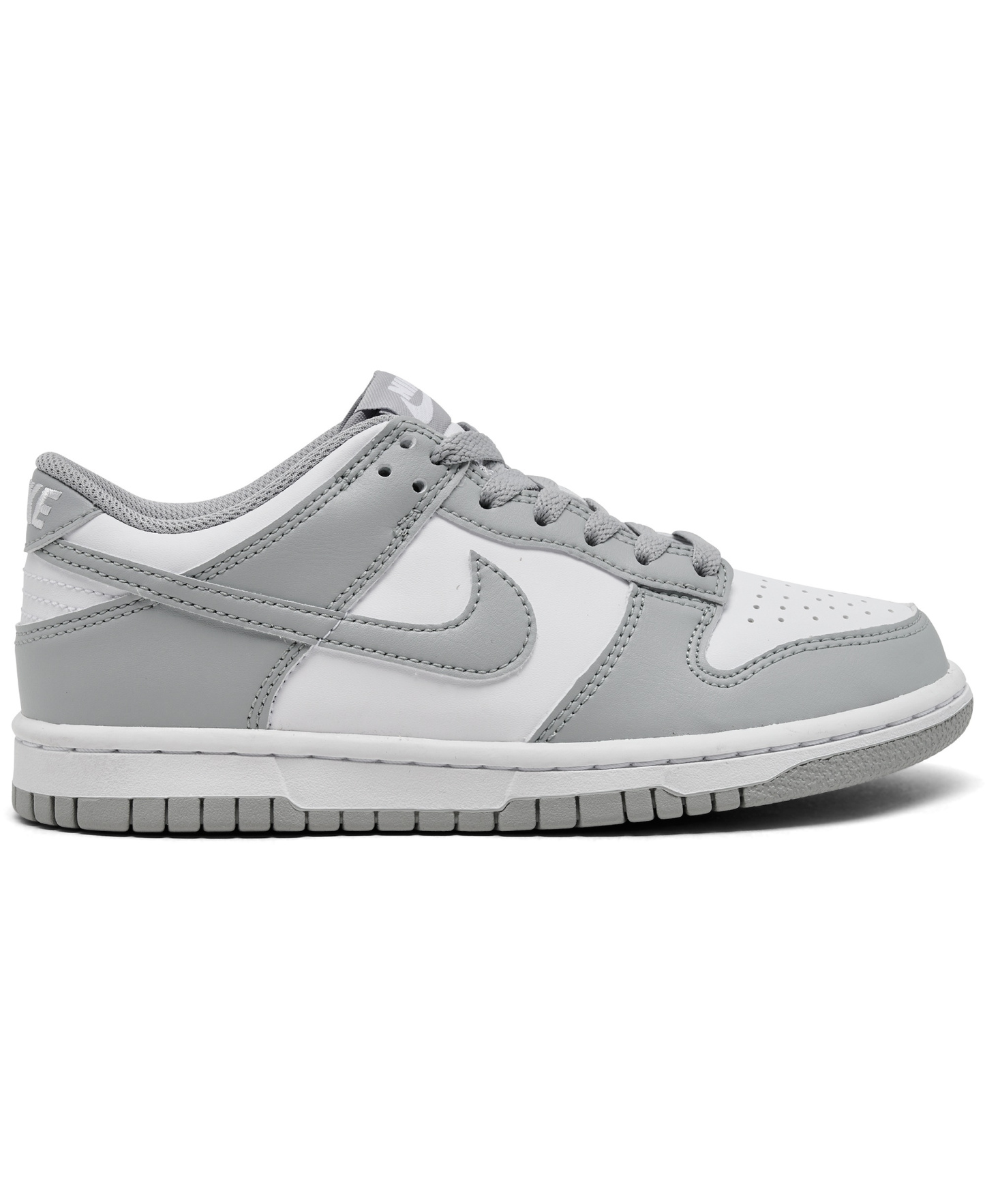 Nike Big Kids' Dunk Low Lifestyle Sneakers from Finish Line - White, Light Smoke Grey
