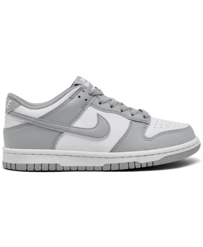 Nike Big Kids' Dunk Low Lifestyle Sneakers from Finish Line - White, Light Smoke Grey