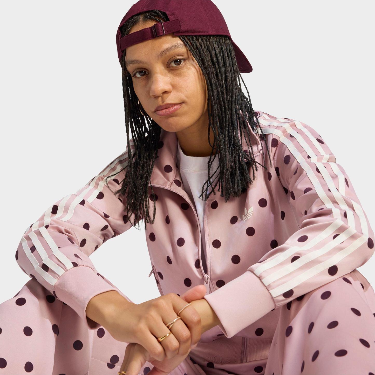 Women's adidas Originals Firebird Polka Dot Satin Track Jacket - Dual Lilac
