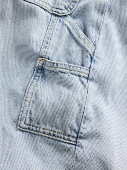 Mid Rise Denim Stripe Baggy Jeans - Acid wash