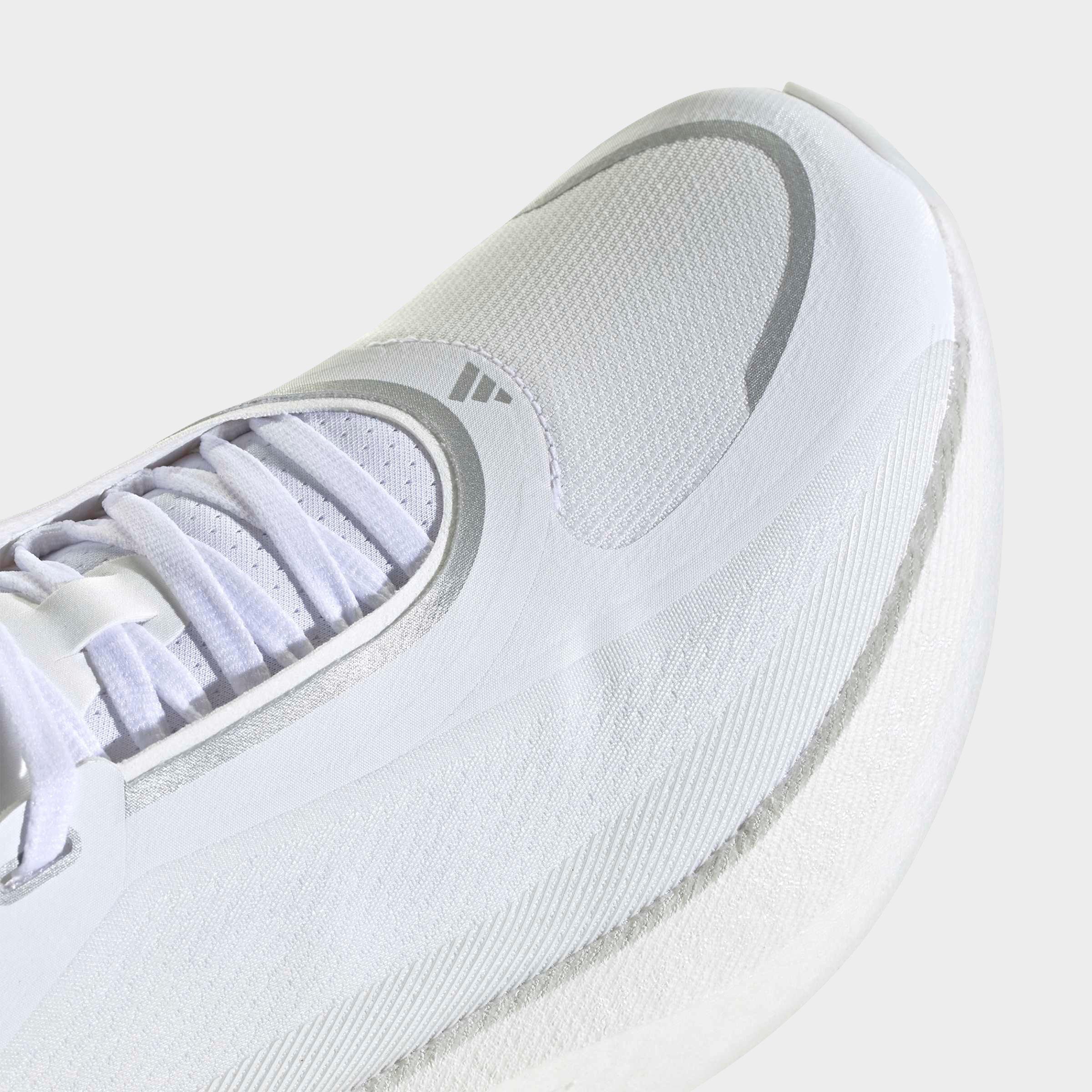 Men's adidas Hyperboost Edge Running Shoes - Part 1 - Cloud White/Silver Metallic/Zero Metallic - Detail shot