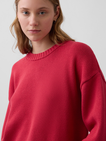 100% Cotton Oversized Crop Sweater - Chakra red