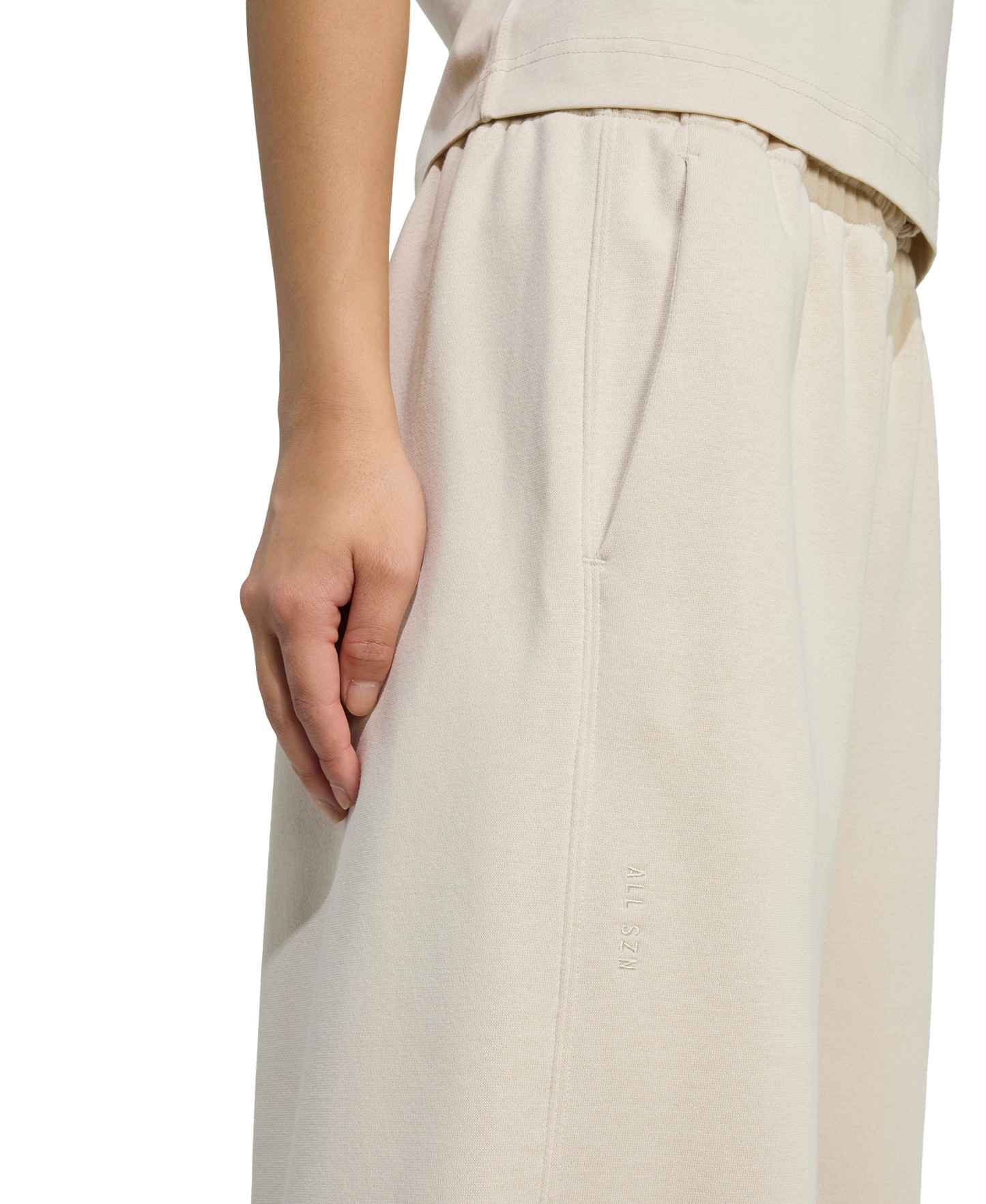 adidas Women's All Sizing Fleece Loose Wide-Leg Pants - Crystal Linen