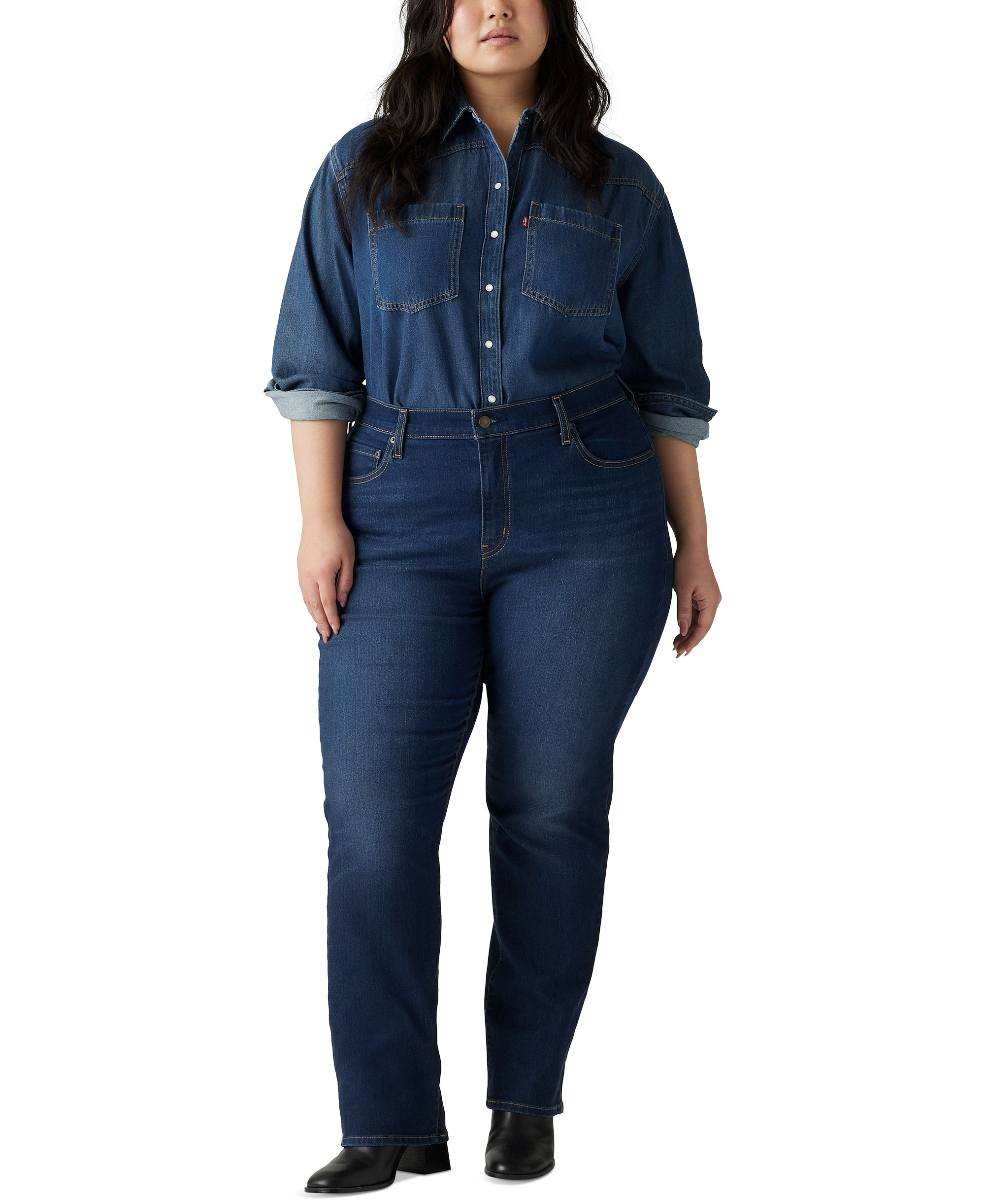 Levi's Plus Size Chelsea High-Rise Straight-Leg Jeans - Chelsea Carbon Glow