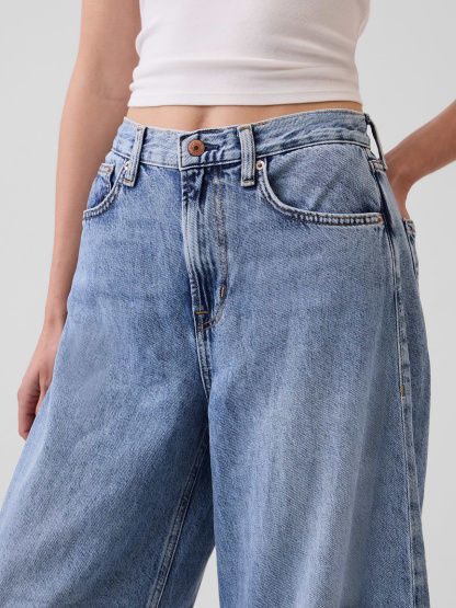 High Rise UltraSoft Crossover Horseshoe Jeans - Medium indigo