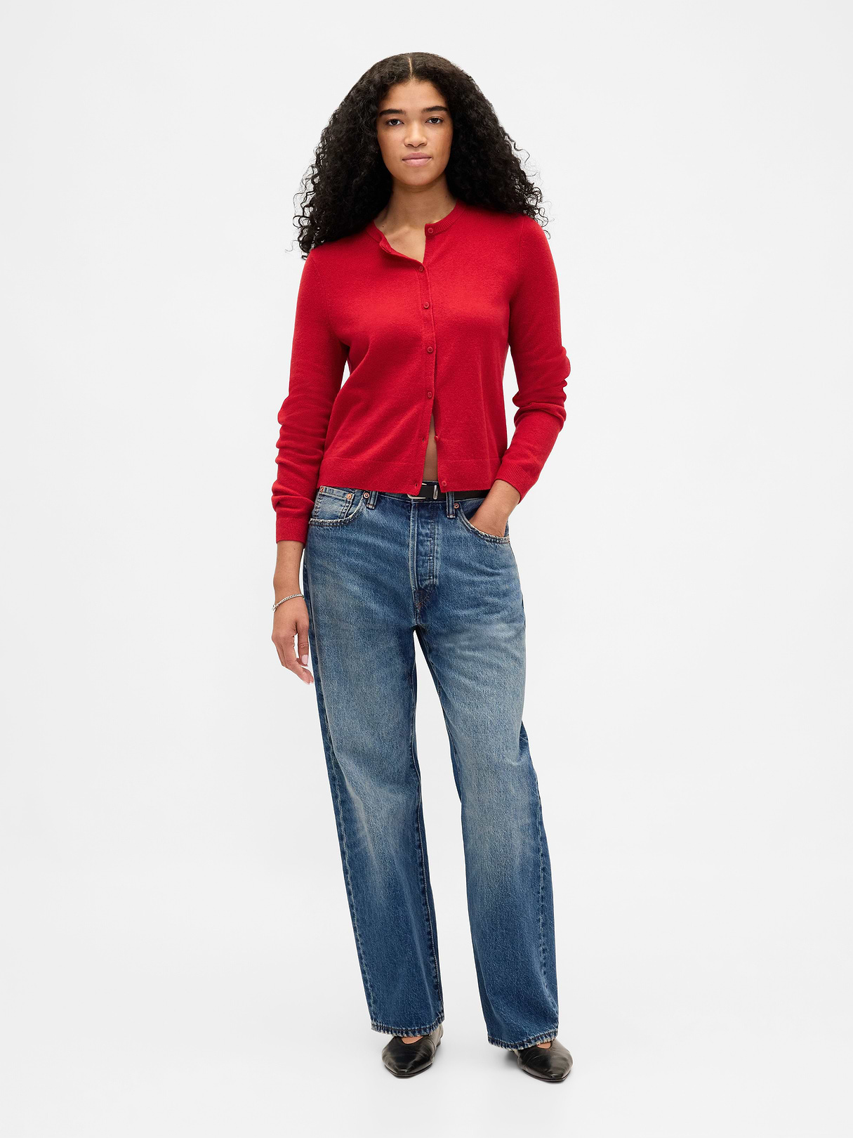 CashSoft Crop Cardigan - Modern red