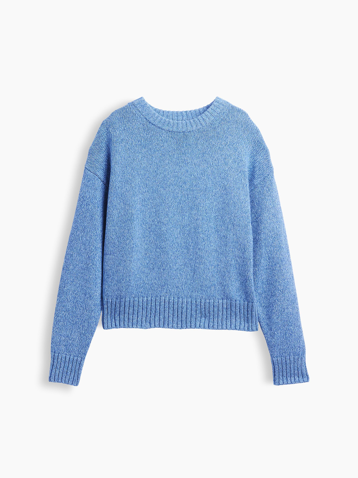 100% Cotton Oversized Crop Sweater - Blue heather