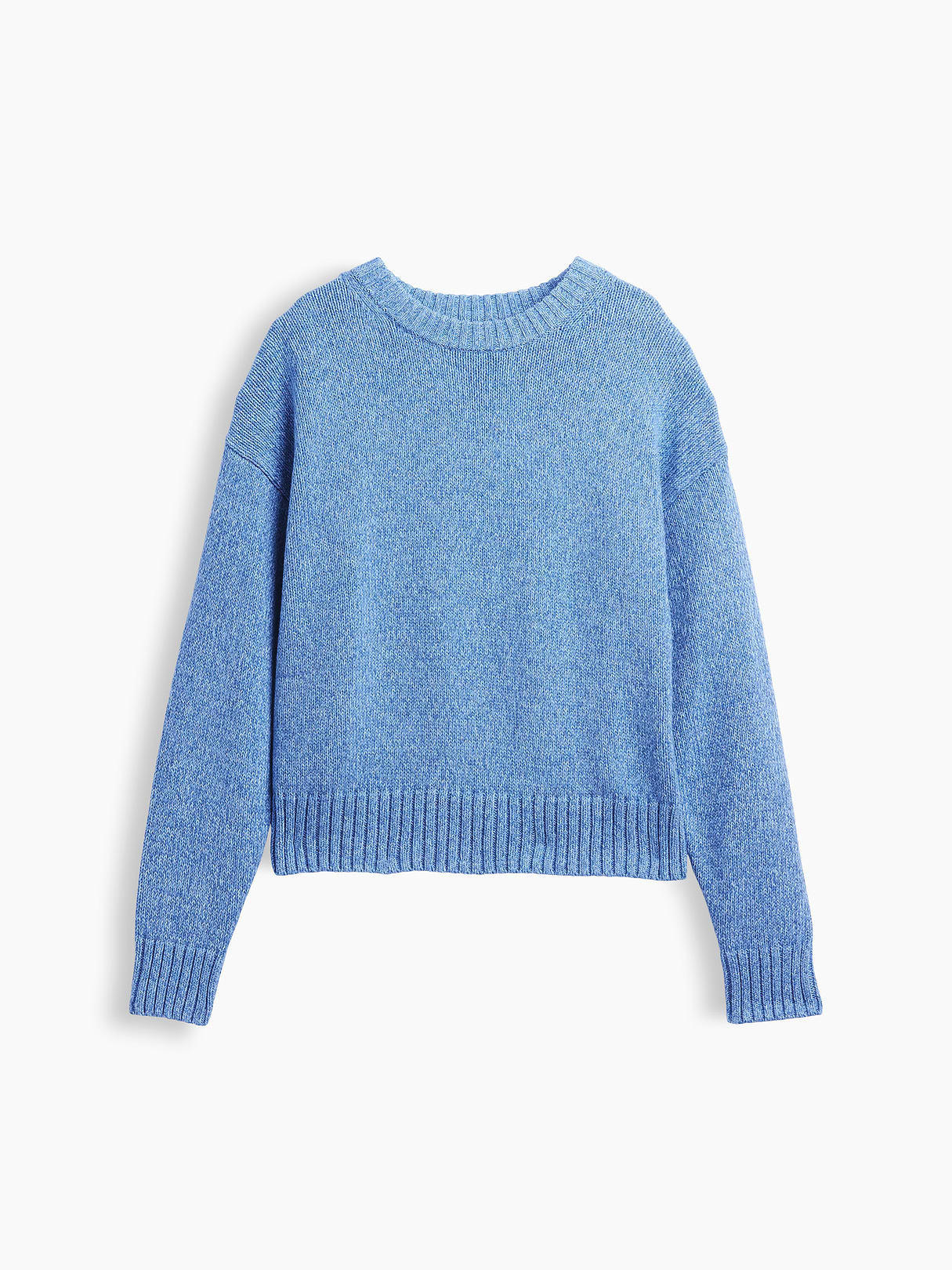 100% Cotton Oversized Crop Sweater - Blue heather