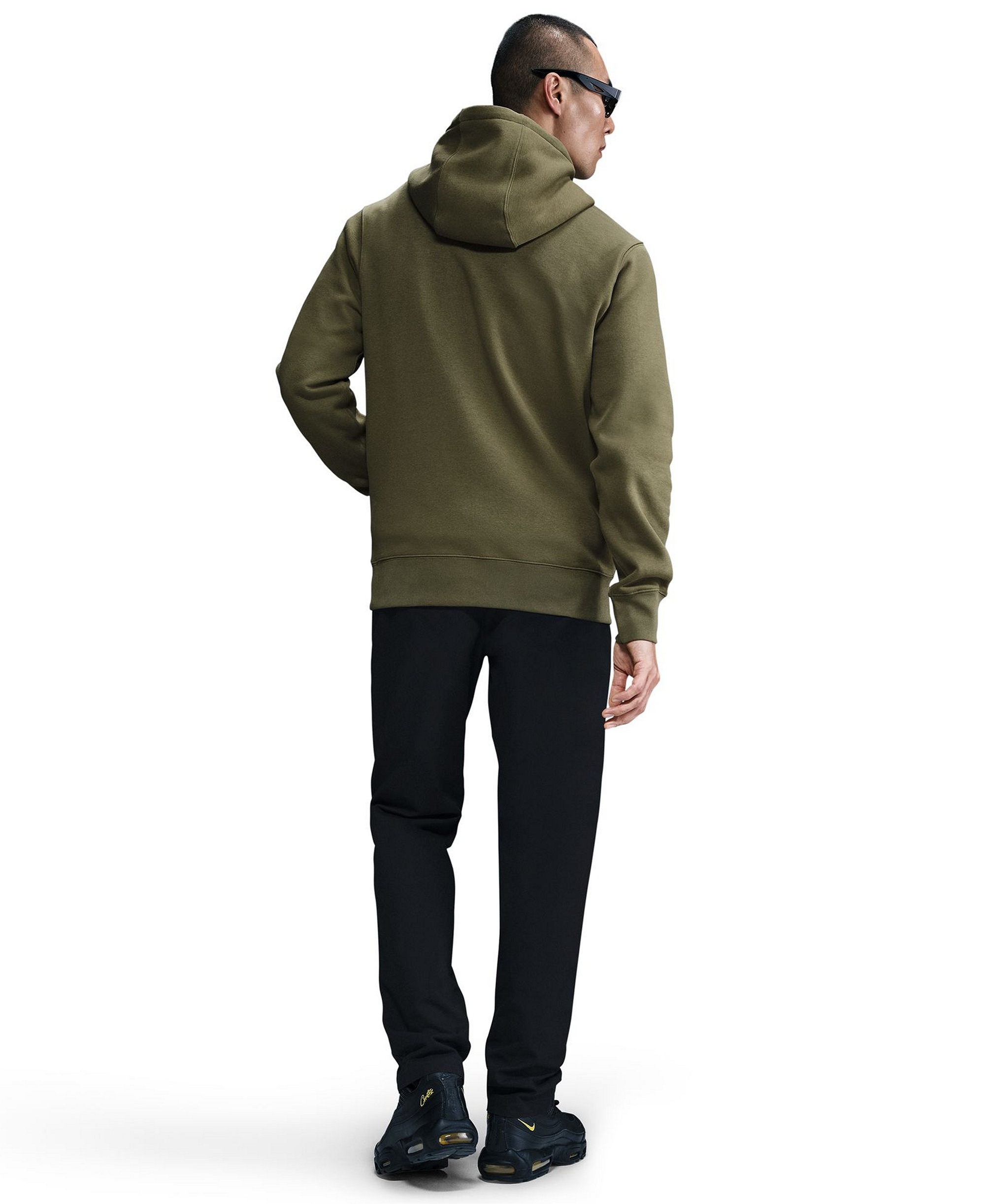 Nike Men's Club Pullover Fleece Hoodie Logo - Medium Olive/White
