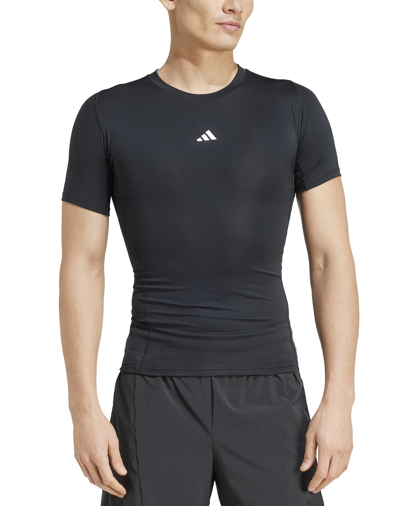 adidas Men's Tech-Fit Compression Crewneck T-Shirt - Black
