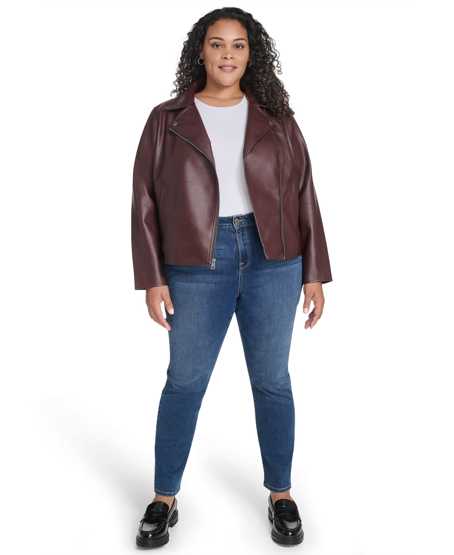 Levi's Women's Faux-Leather Asymmetric-Zip Moto Jacket - Oxblood