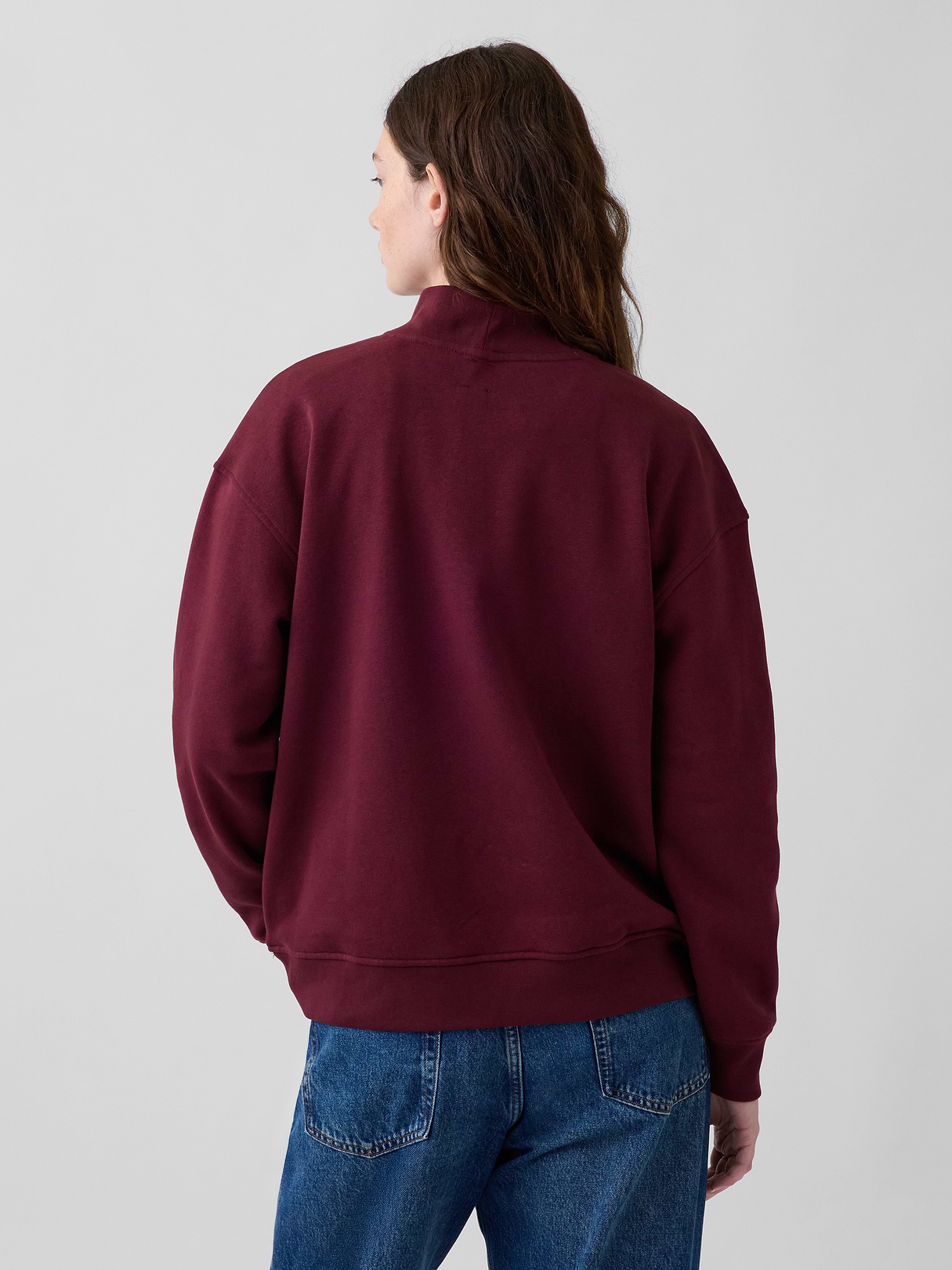 VintageSoft Oversized Mockneck Logo Sweatshirt - Purple burgundy