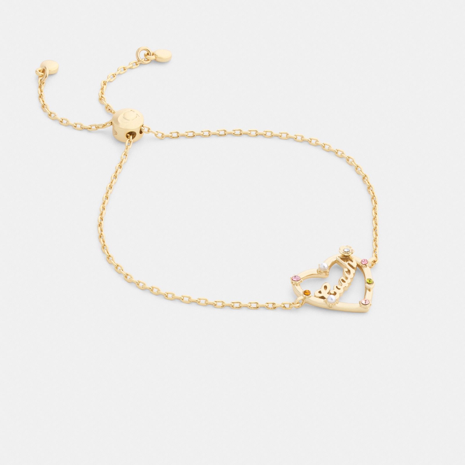 Coach Script Heart Slider Bracelet - Gold/Multi