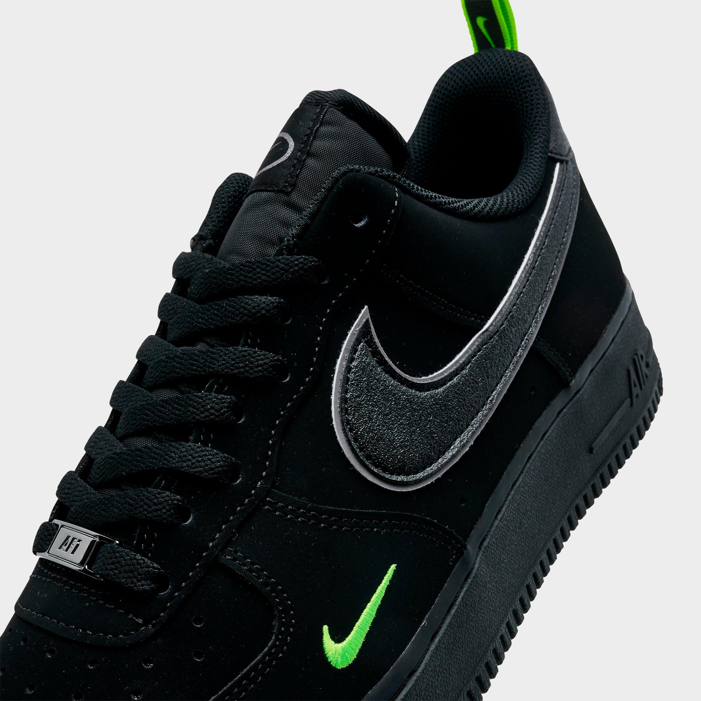 Men's Nithtke Air Force 1 '07 LV8 Casual Shoes - Part 2 - Black/Black/Flat Pewter/Volt - Detail shot