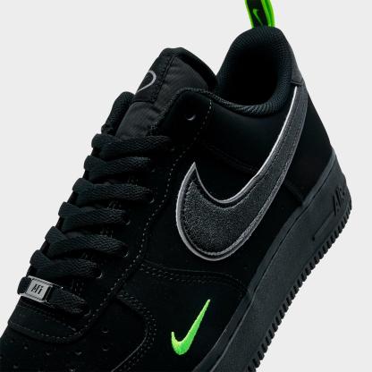 Men's Nithtke Air Force 1 '07 LV8 Casual Shoes - Part 2 - Black/Black/Flat Pewter/Volt - Detail shot