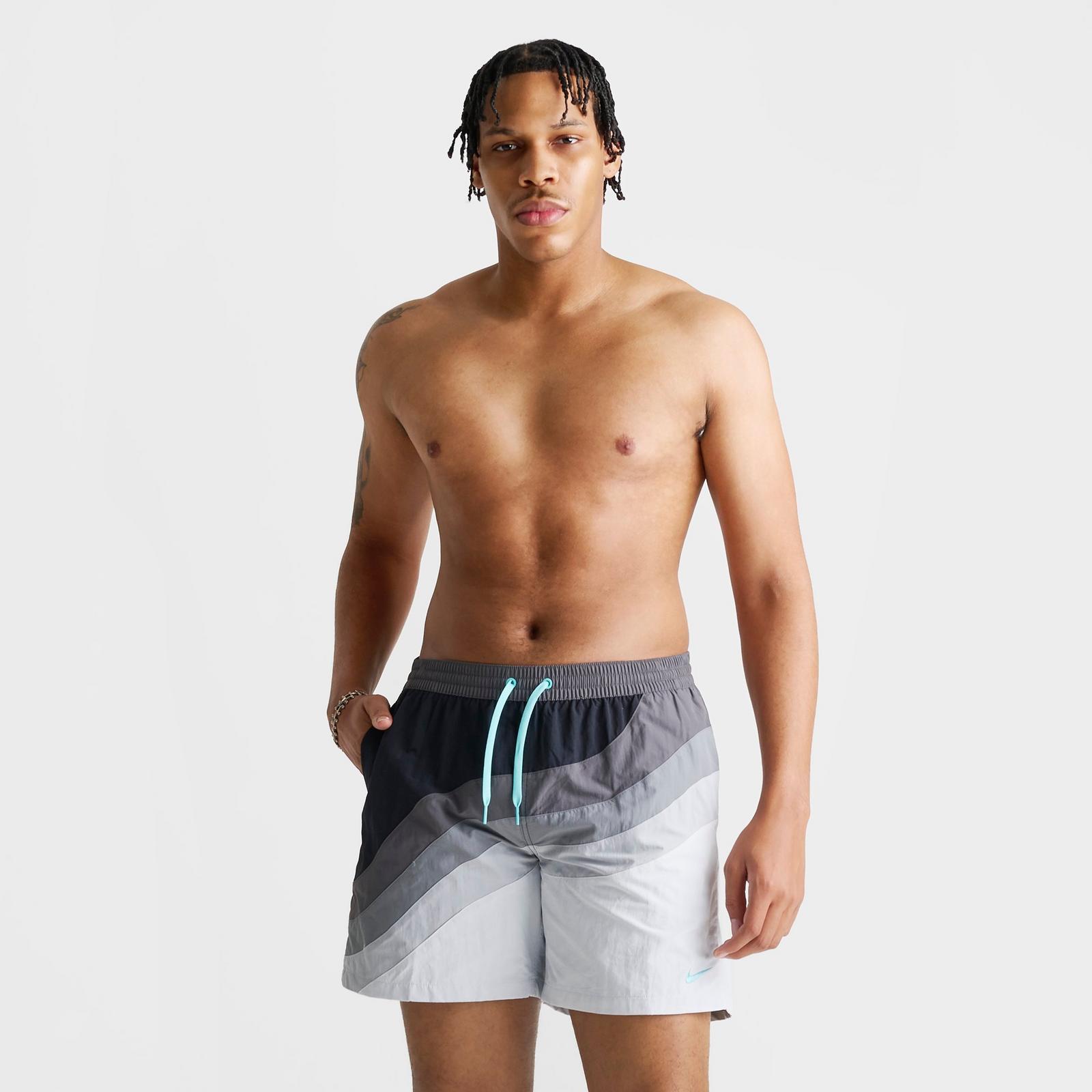 Men's Nike Swim Breaker AM95 7" Lined Volley Shorts - Smoke Grey/Wolf Grey/Bleached Turquoise