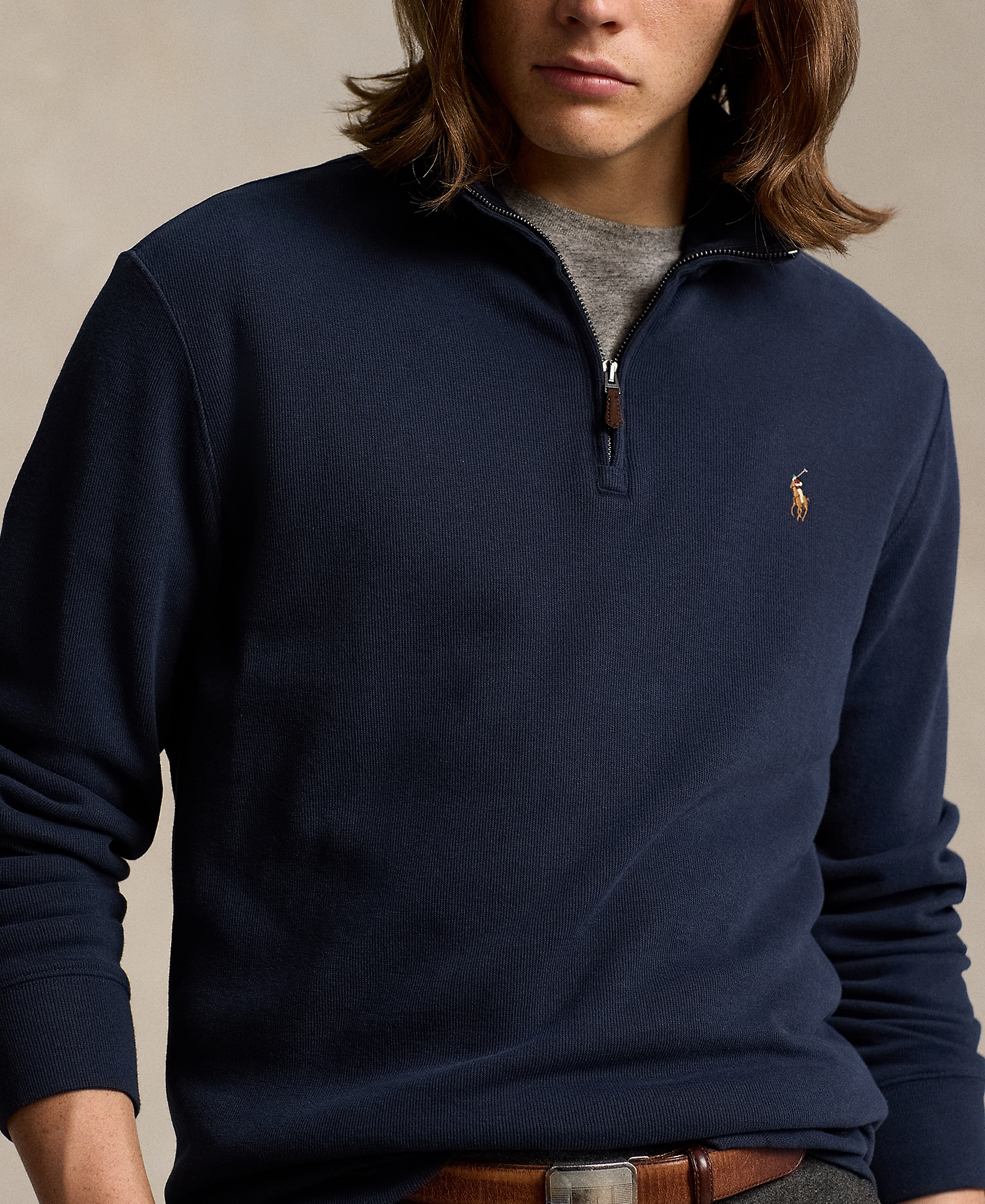 Polo Ralph Lauren Men's Estate-Rib Cotton Quarter-Zip Sweater - Crusie Navy