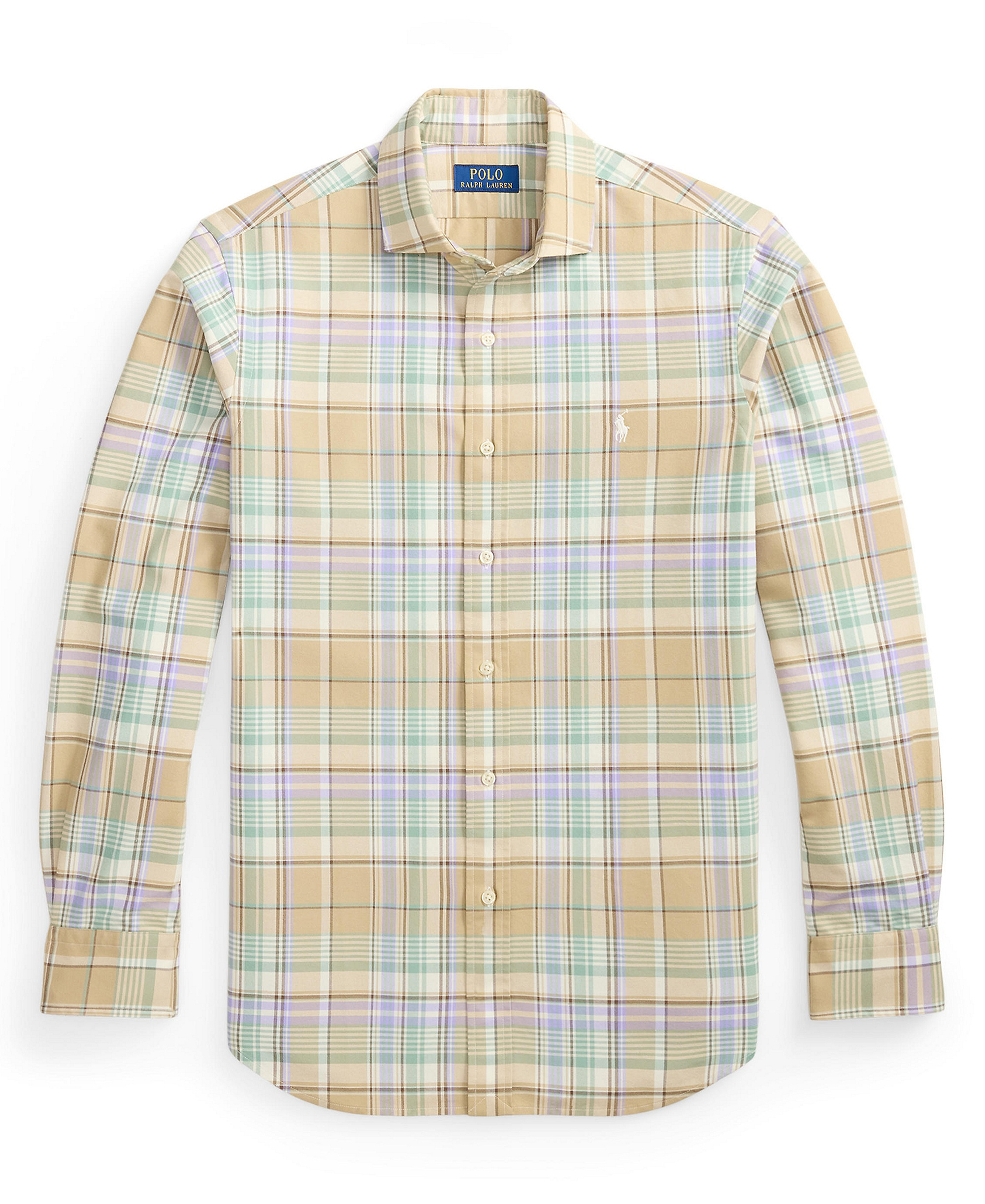 Polo Ralph Lauren Men's Classic-Fit Plaid Brushed Oxford Shirt - Khaki Faded Mint Multi