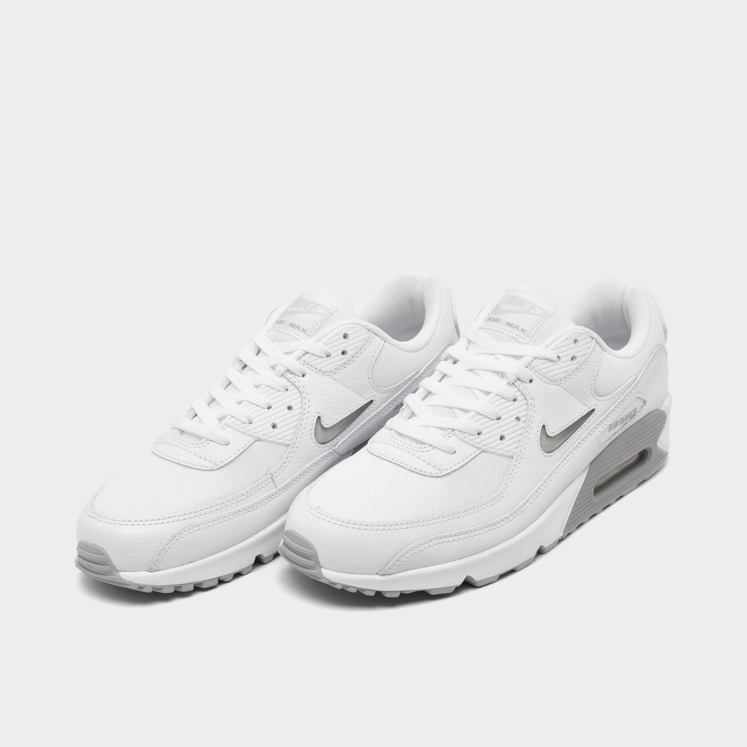 Men's Nithtke Air Max 90 Jewel Swoosh Casual Shoes - White/Photon Dust/Light Smoke Grey - Both shoes facing left