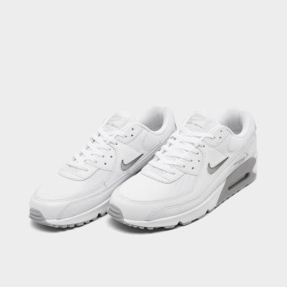Men's Nithtke Air Max 90 Jewel Swoosh Casual Shoes - White/Photon Dust/Light Smoke Grey - Both shoes facing left