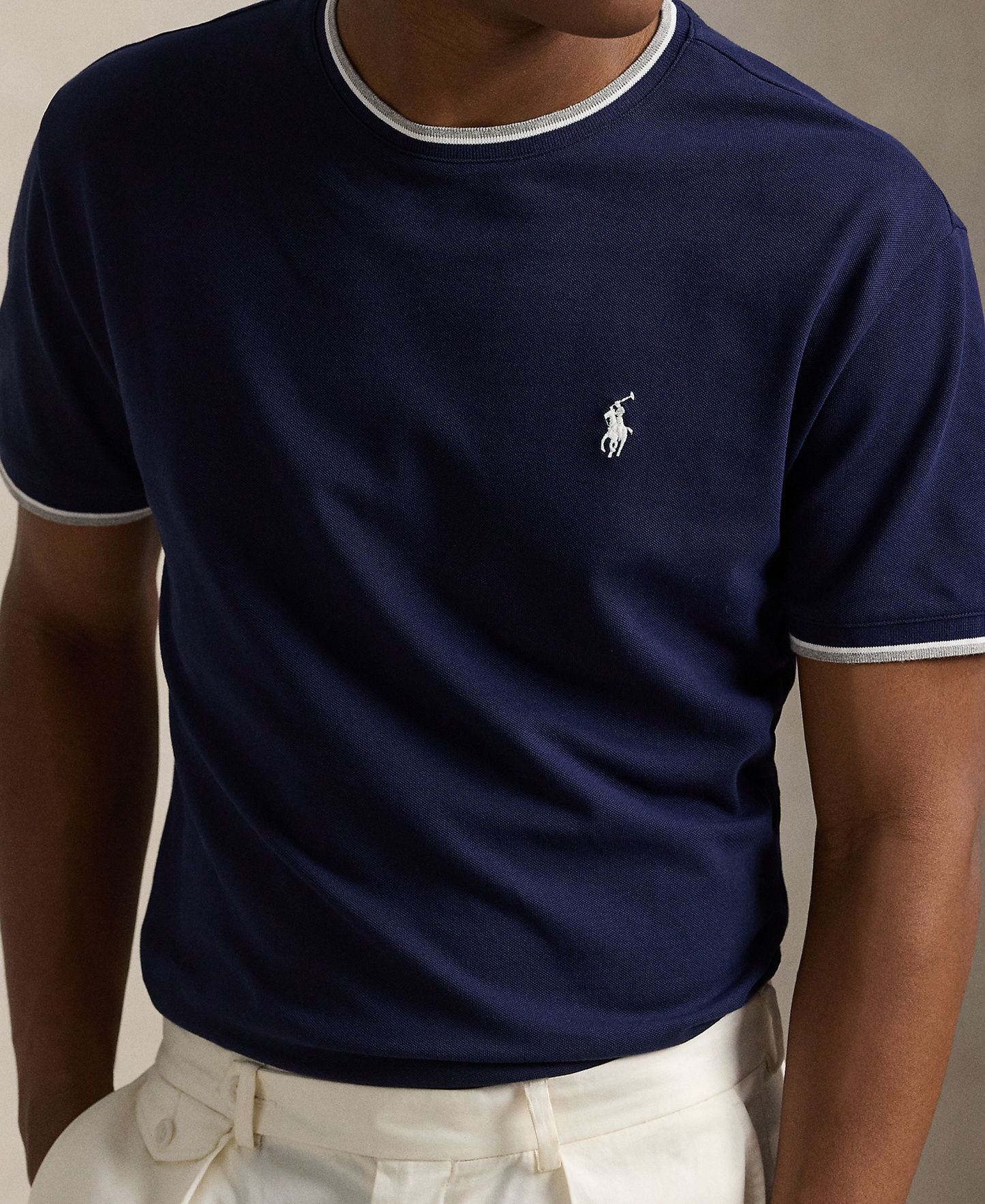 Polo Ralph Lauren Men's Classic-Fit Stretch Mesh T-Shirt - NAVY/WHT P