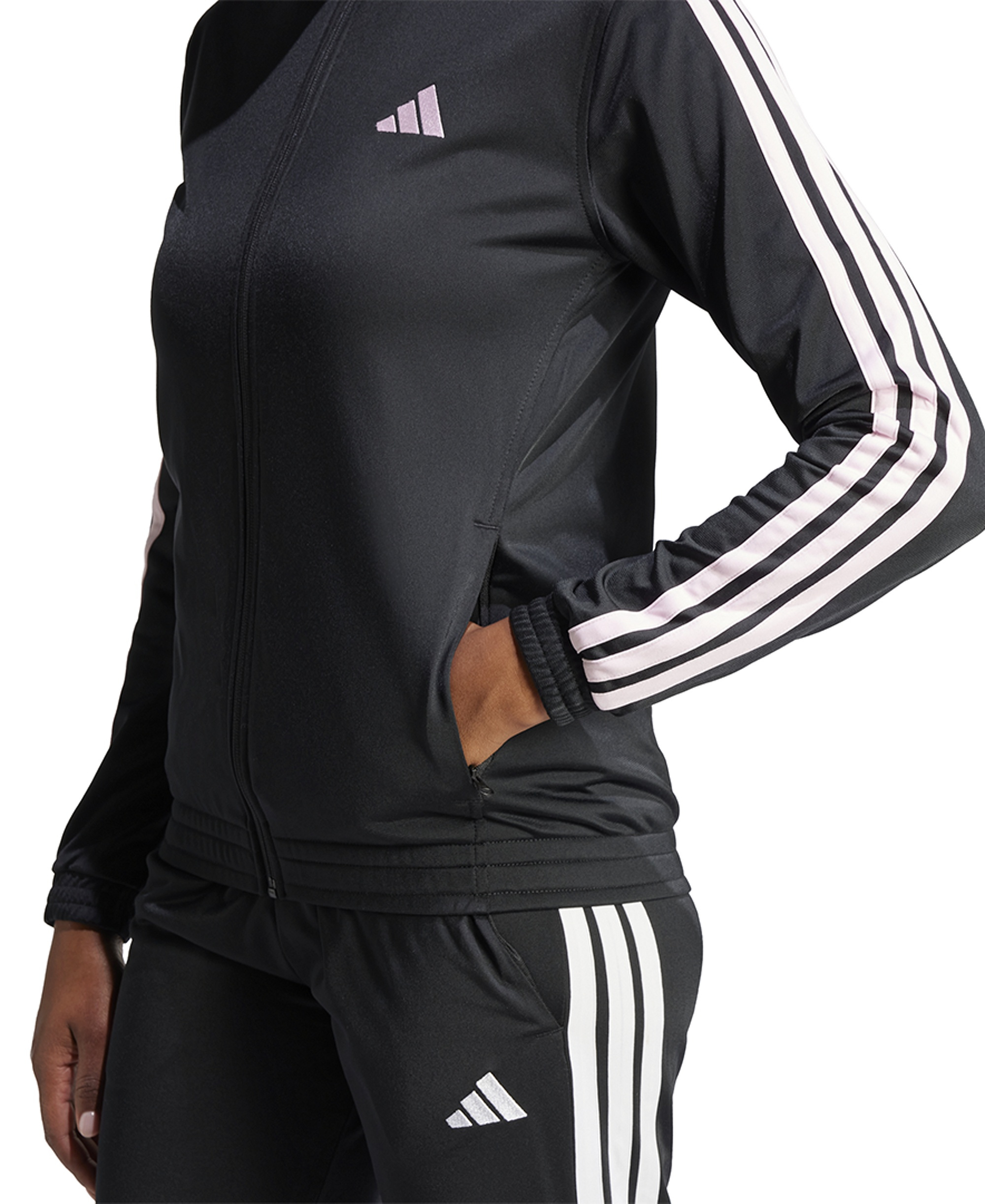 adidas Women's Tricot 3-Stripes Track Jacket - Black/Clear Pink