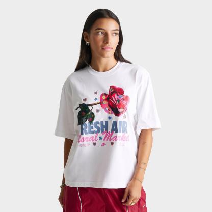Women's Nithtke Sportswear Rose Charm Classic Loose T-Shirt - White