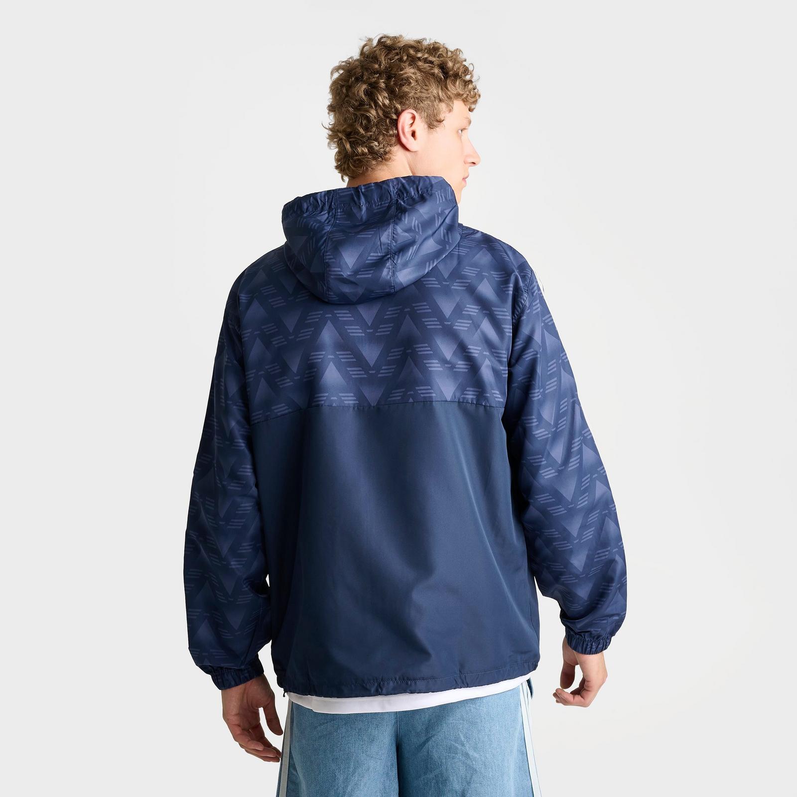Men's adidas Originals Jacquard Print Soccer Lifestyle Windbreaker Jacket - Collegiate Navy - view 4