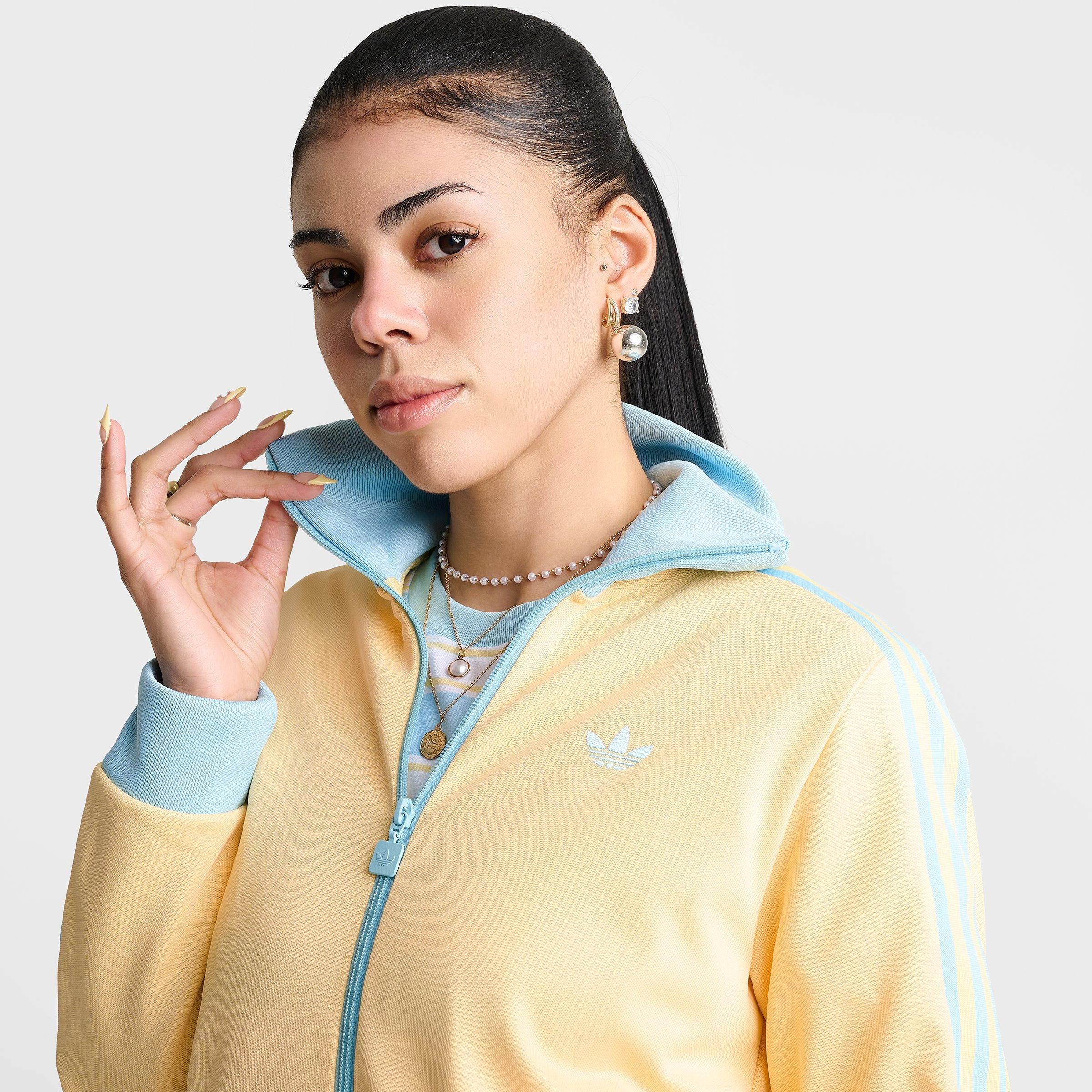 Women's adidas Originals Beckenbauer Classic Full-Zip Track Top Jacket - Orange Tint/Icy Blue